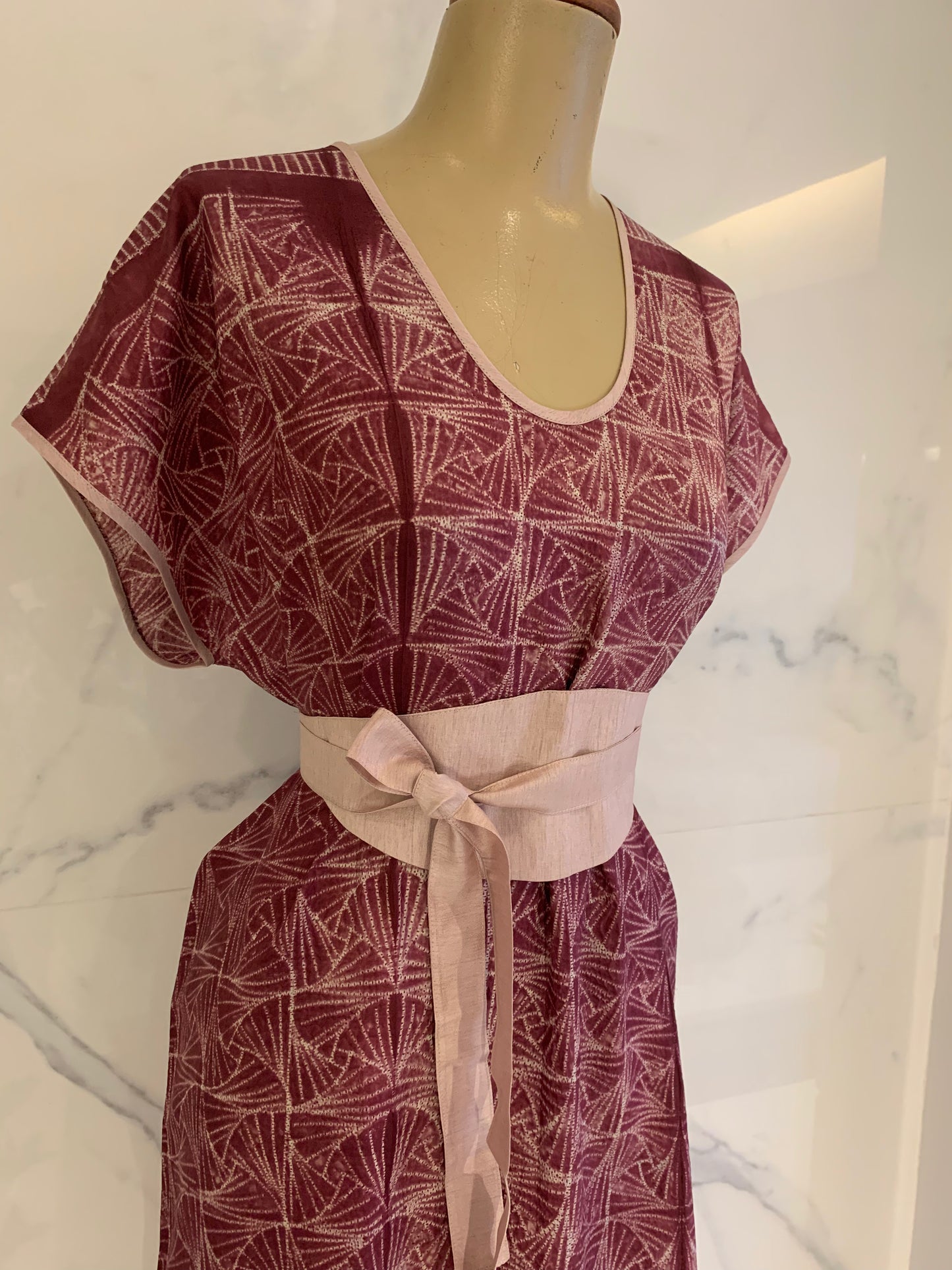 Cherry shibori silk TUNIC dress
