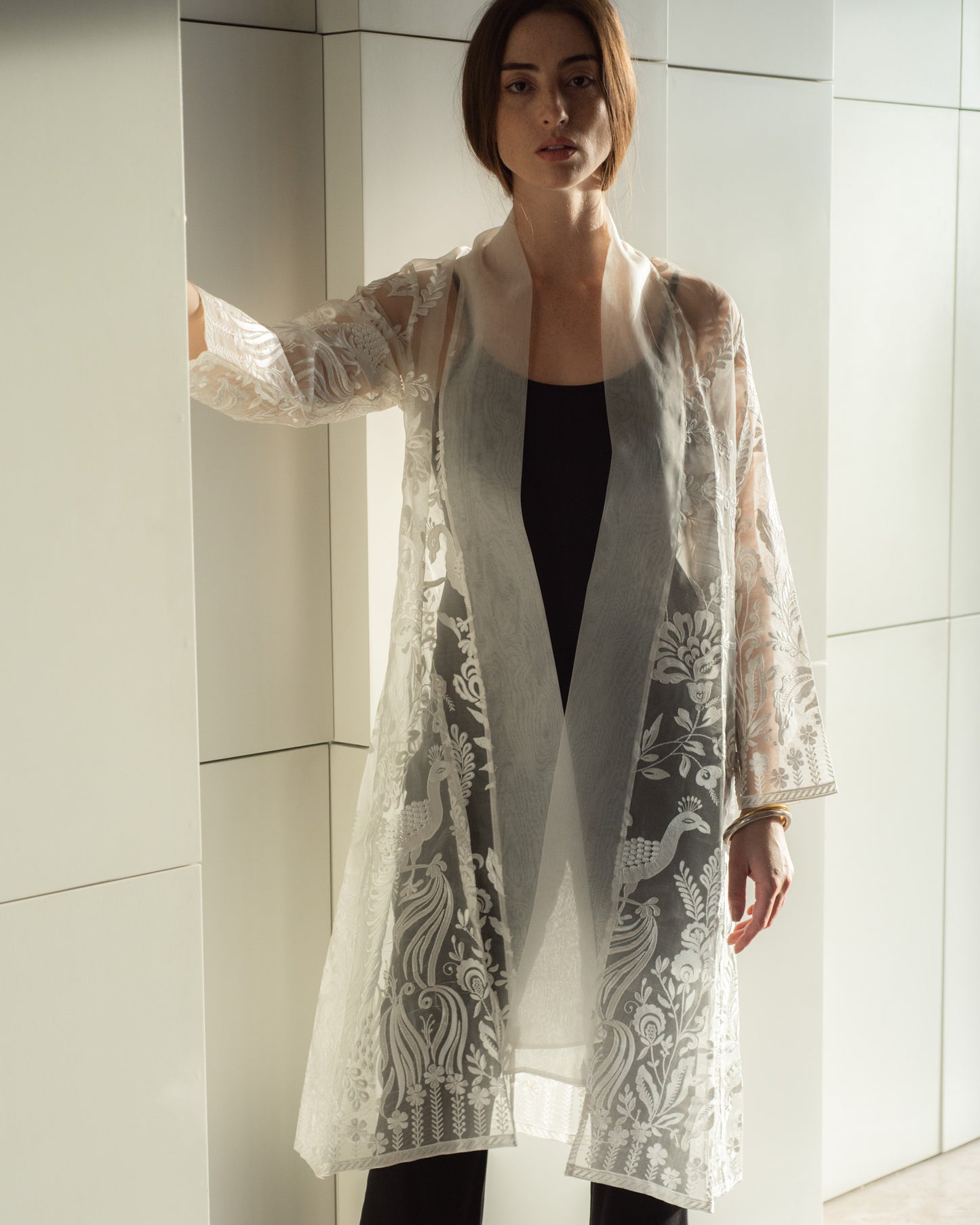 Overcoat CHANDAN Organza Seda Bordado