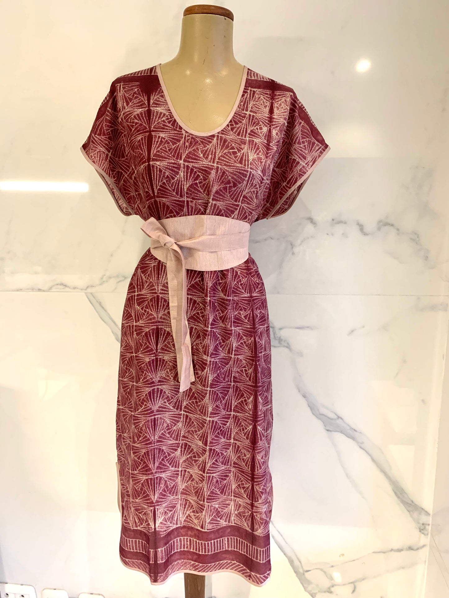 Cherry shibori silk TUNIC dress