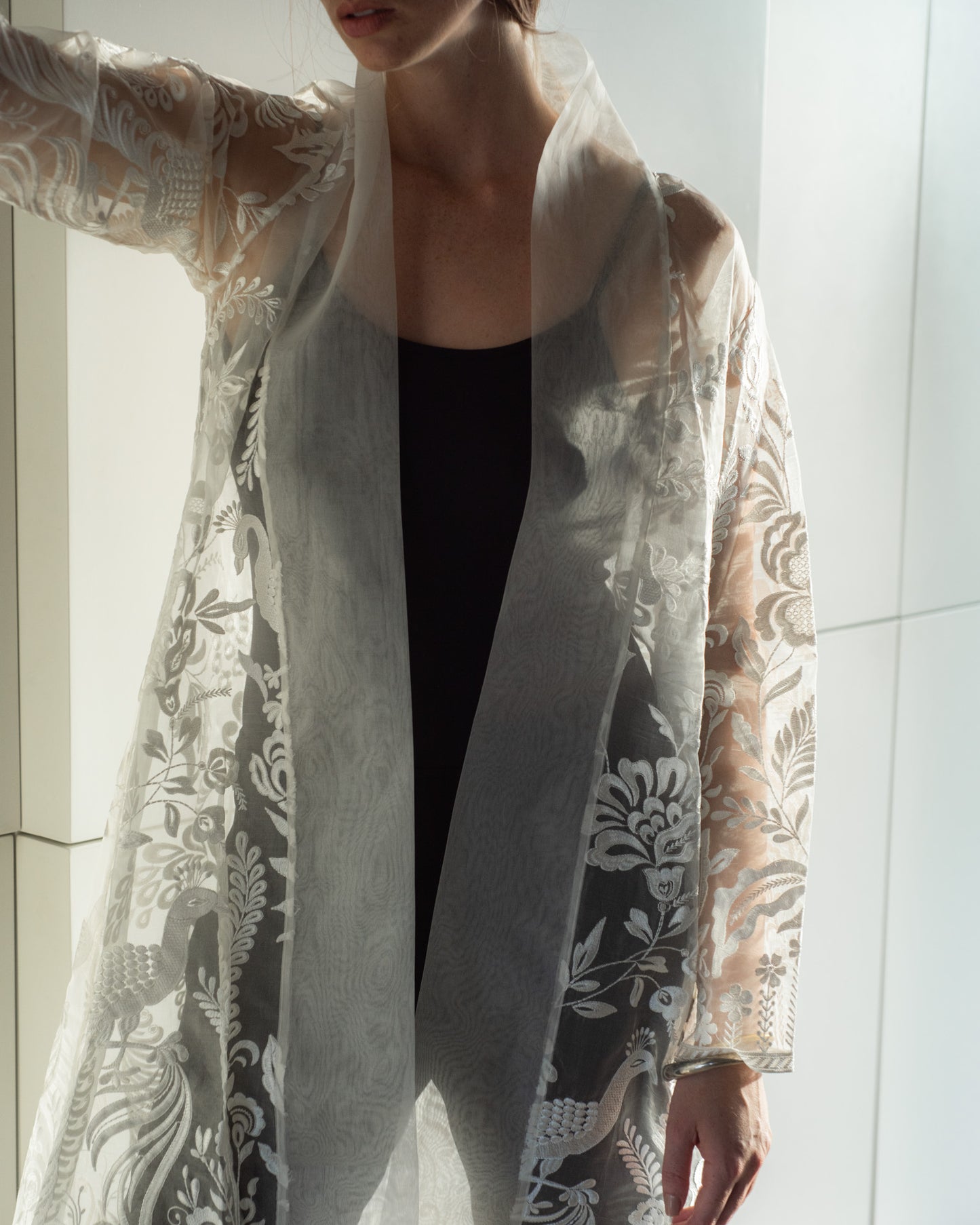 Overcoat CHANDAN Organza Seda Bordado