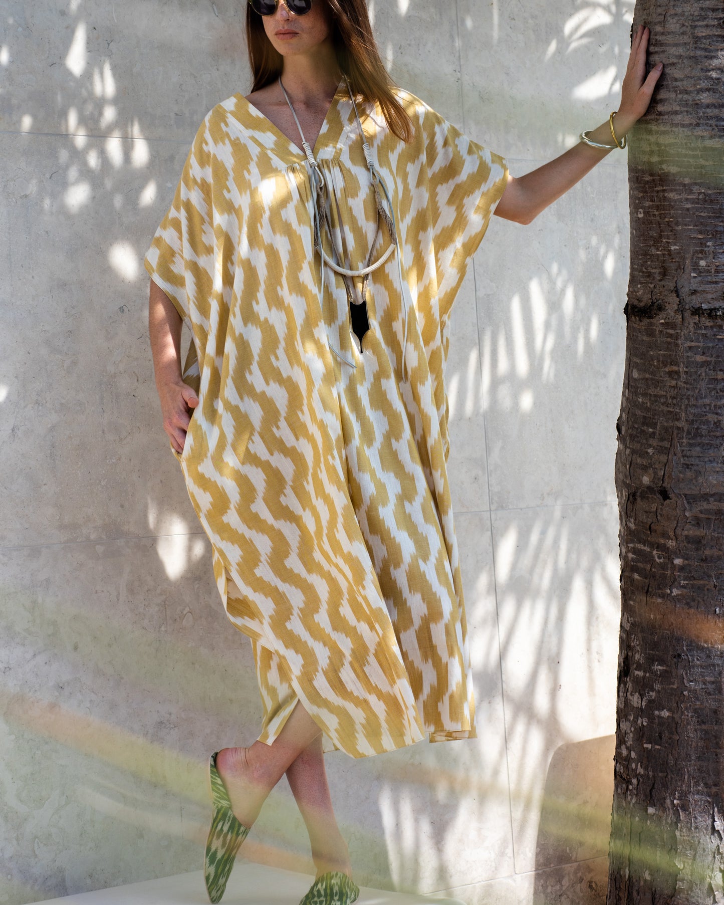 Kaftan Malabar ikat chevron