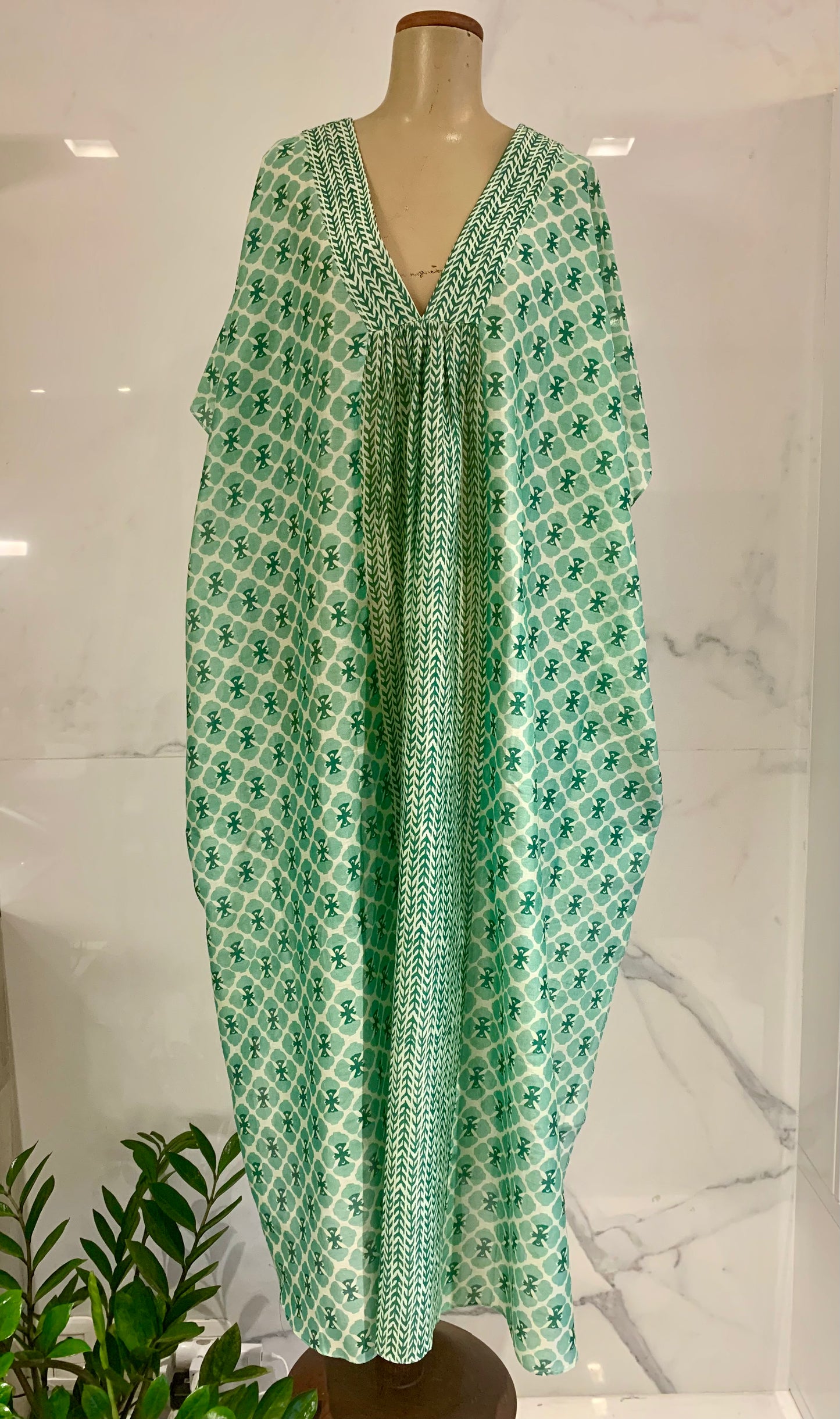 Kaftan MALABAR CHANDERI verde dordje