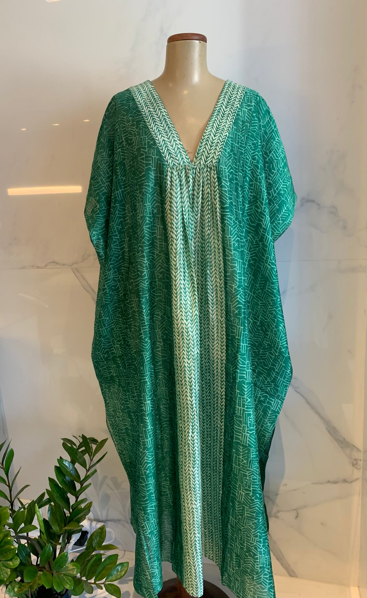 Kaftan MALABAR seda chanderi verde