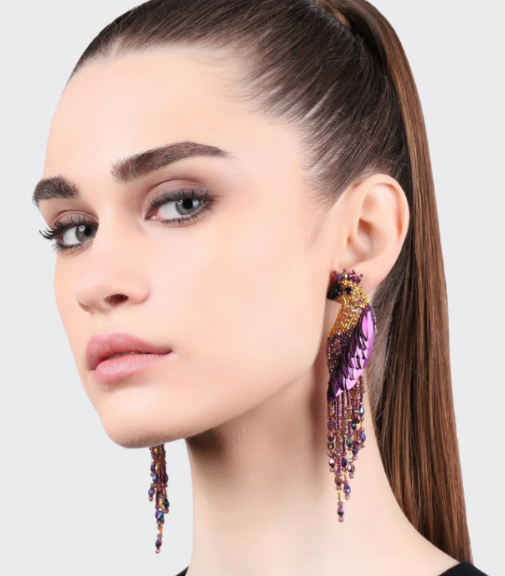Brinco Peacock Fuchsia by Olivia Dar