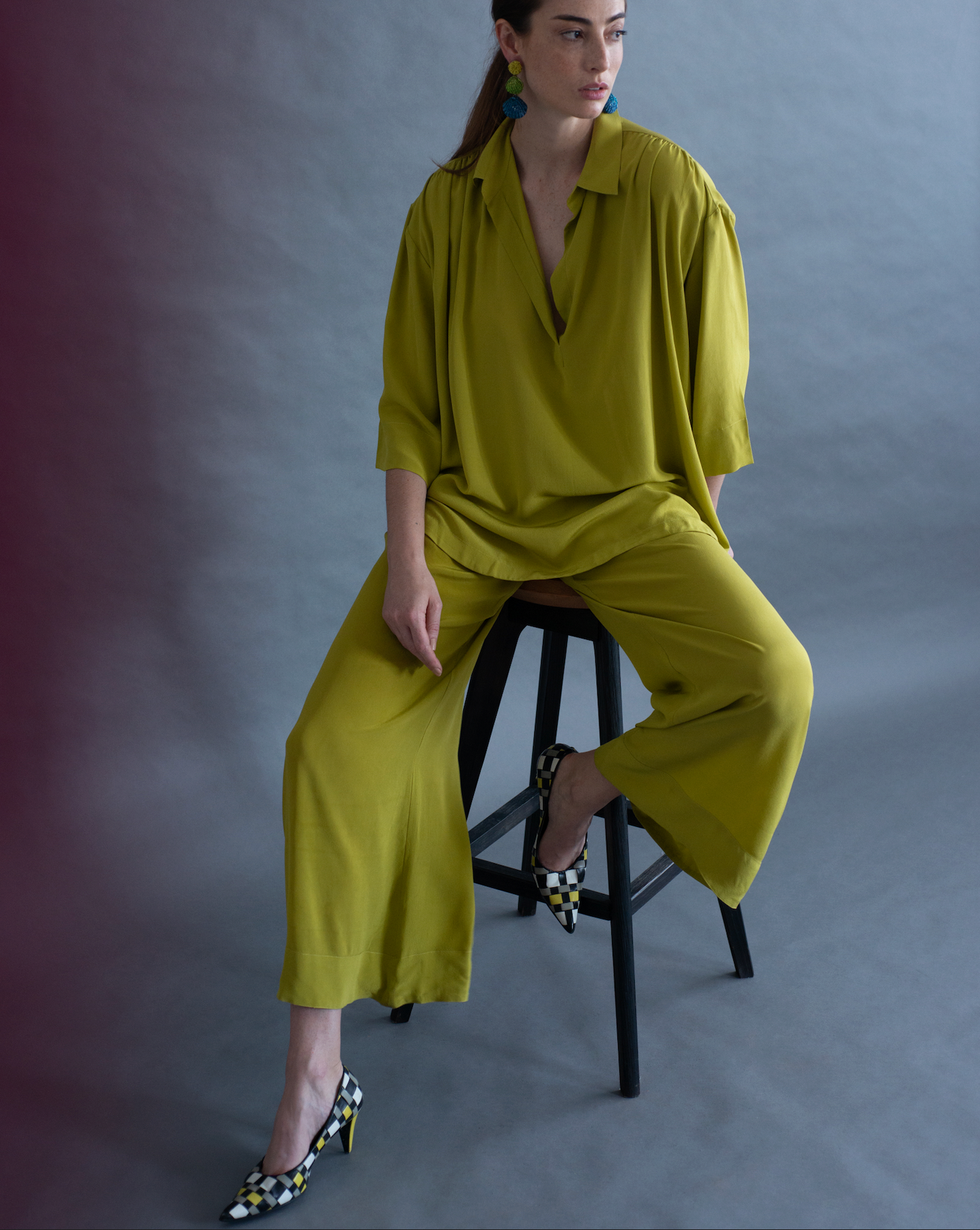 Blusa TAORMINA seda pura verde lima