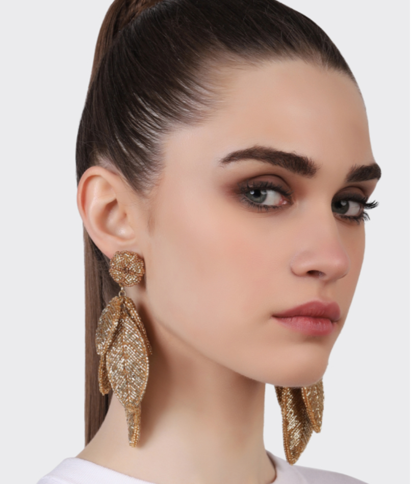 Brinco FOLHAS gold rust by Olivia Dar