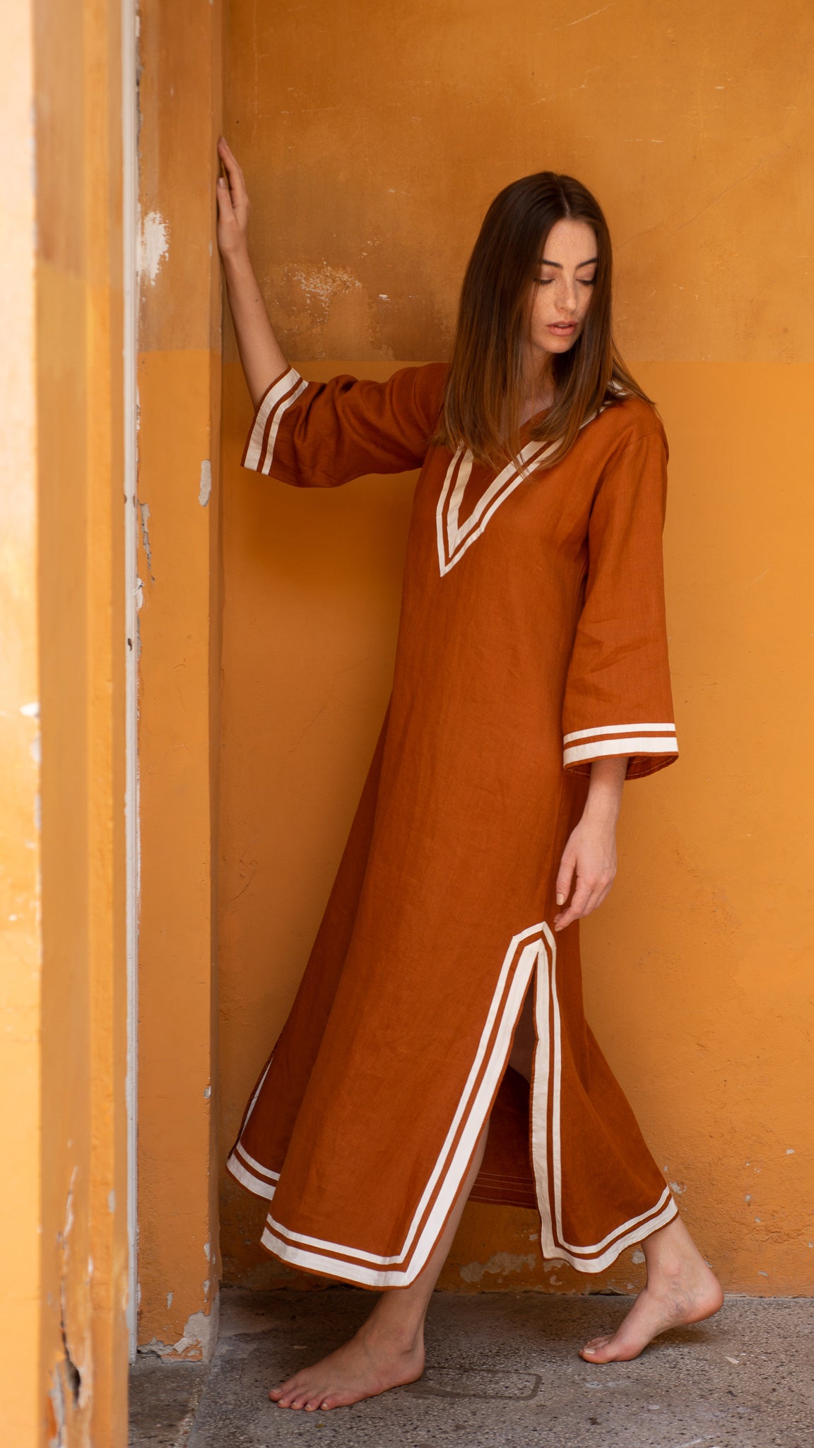 Kaftan PAROS linho ocre