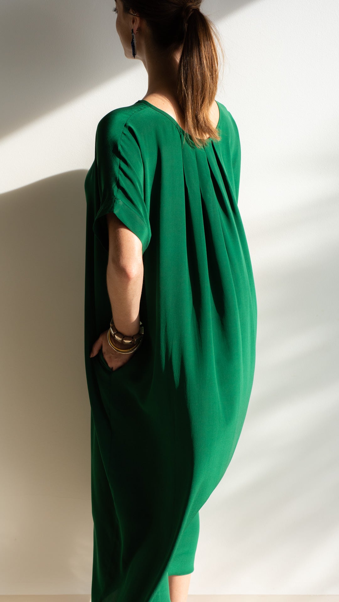 Vestido LaPlage Crepe de Seda verde floresta