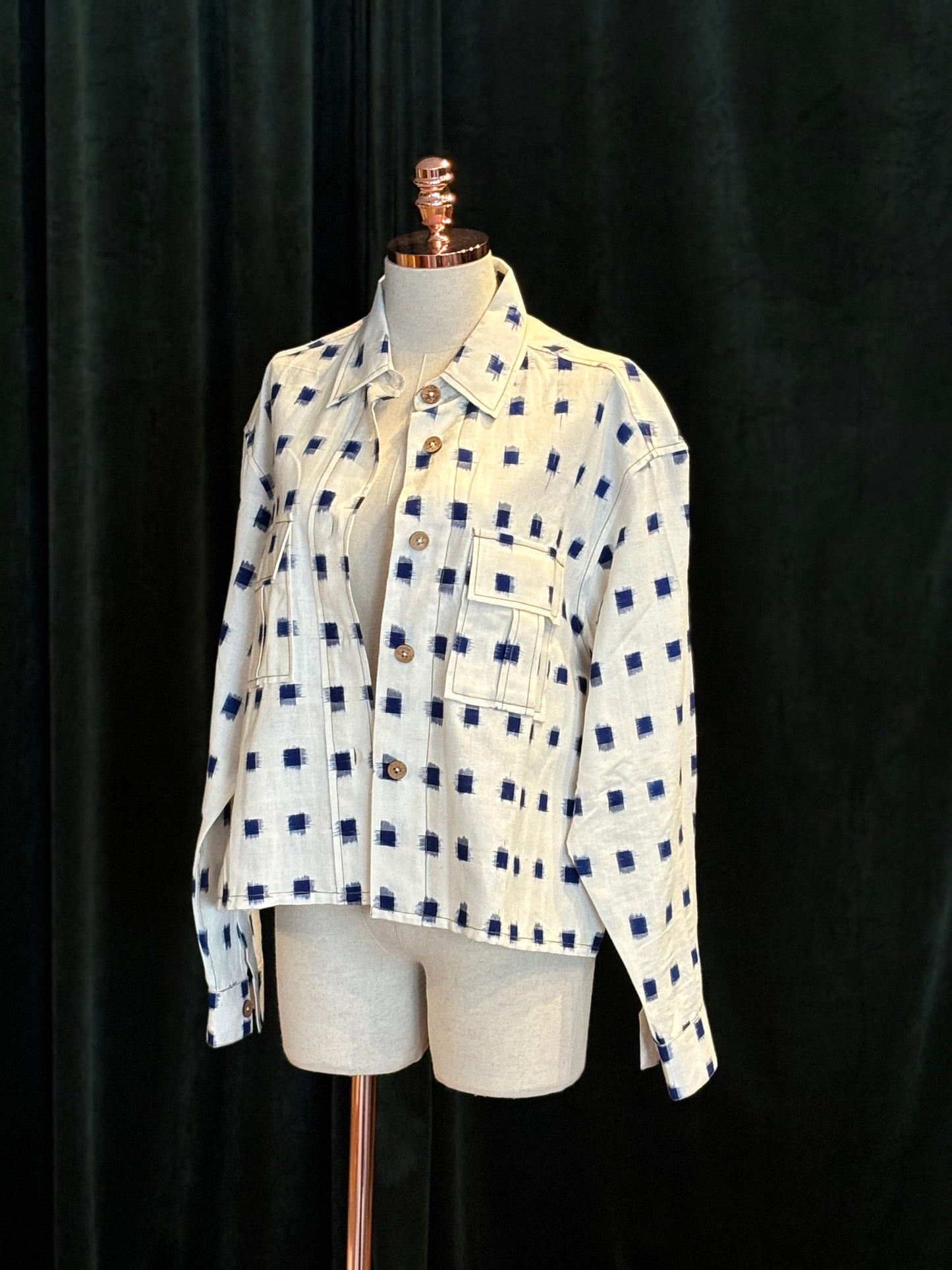 Summer Jacket Ikat branco/preto