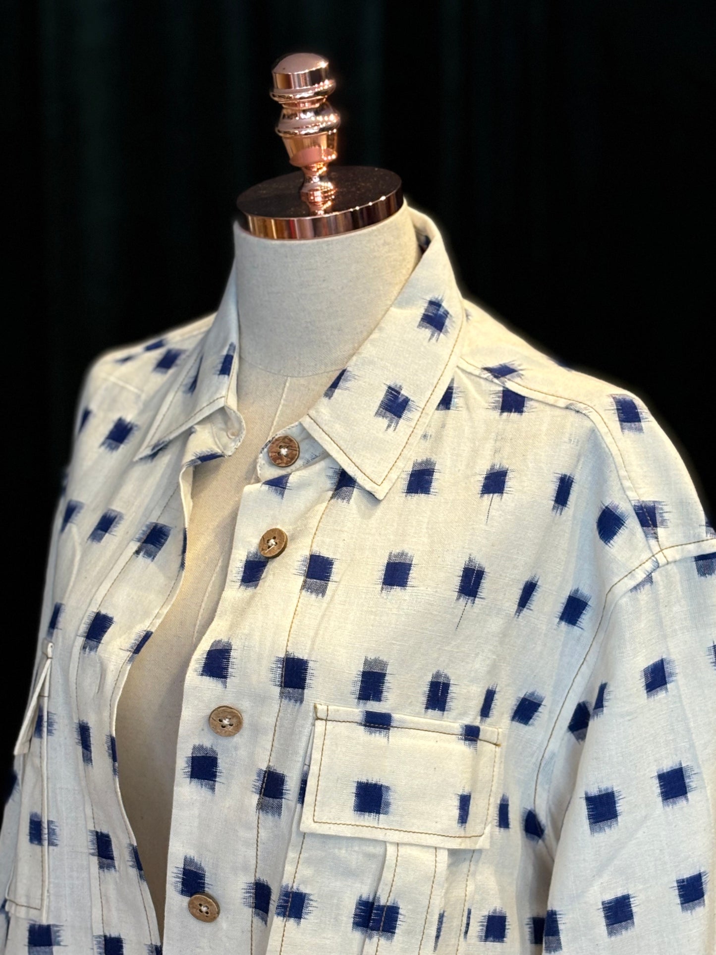 Summer Jacket Ikat branco/preto