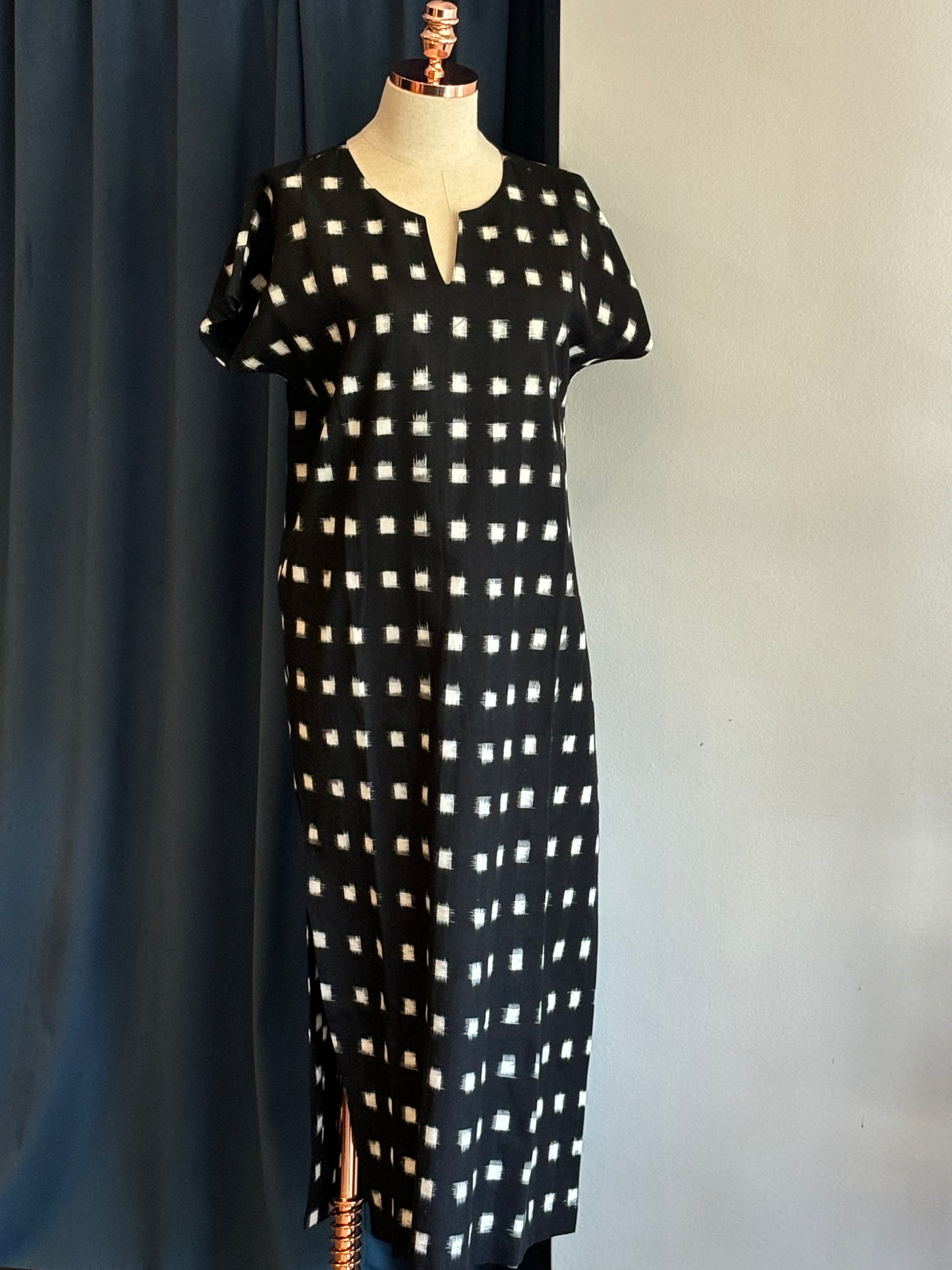 Vestido DELOS ikat preto