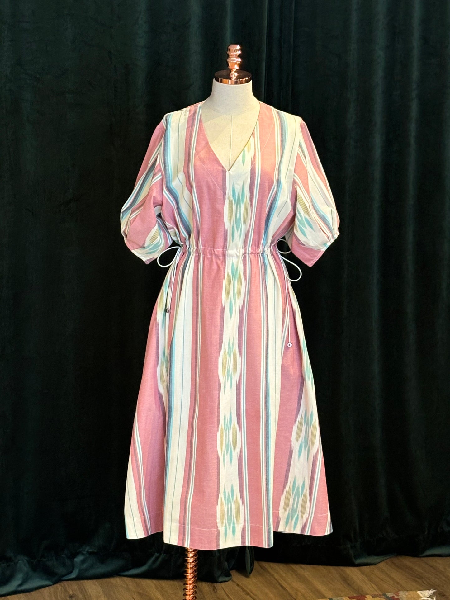Vestido OSTUNI ikat stripes blush