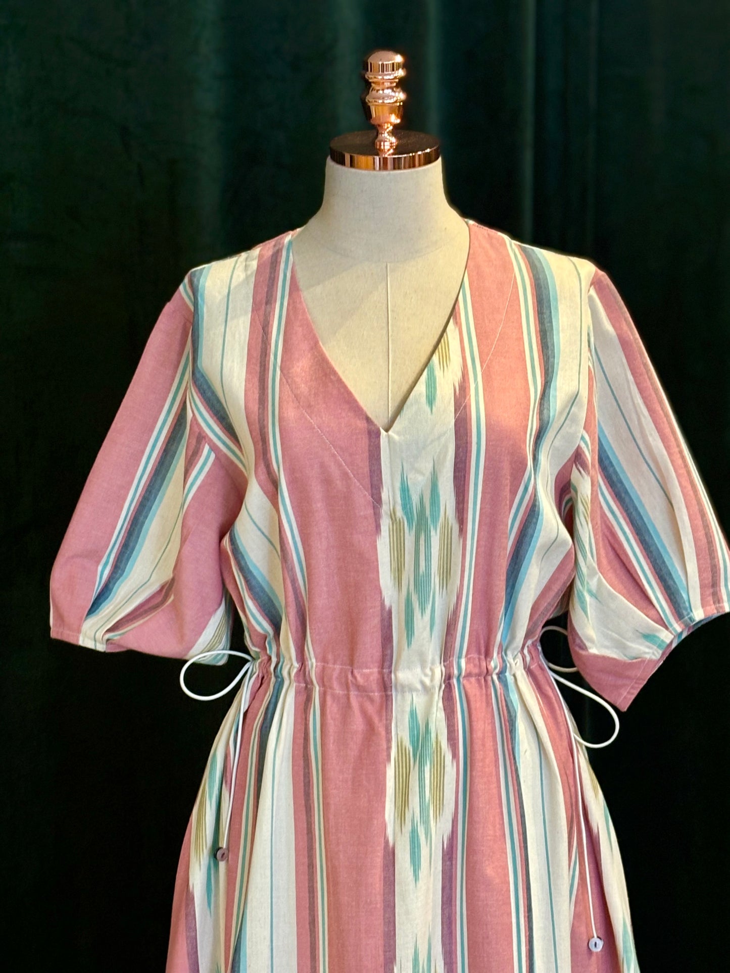 Vestido OSTUNI ikat stripes blush