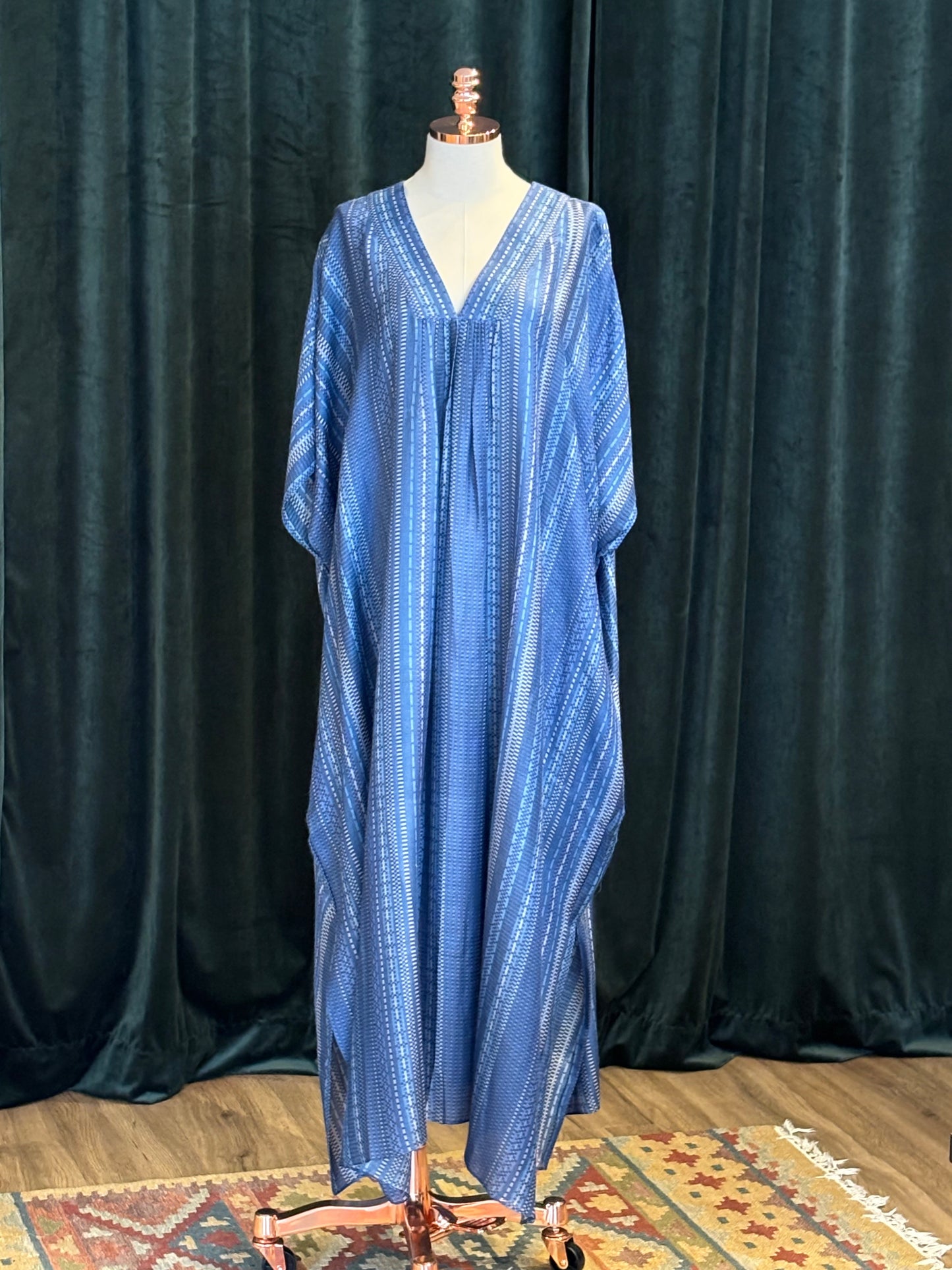 Kaftan MALABAR seda tussar índigo