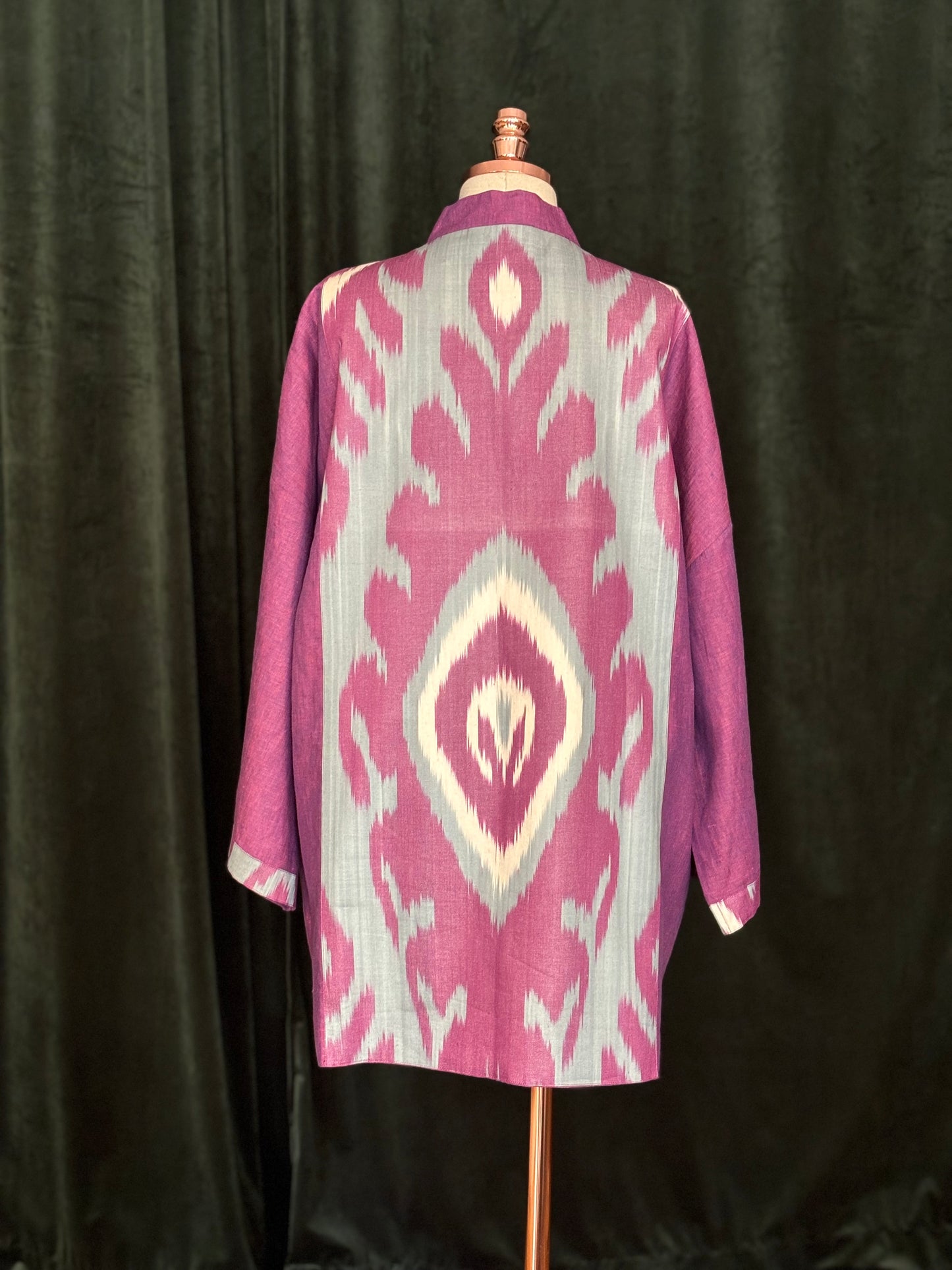 Kimono linho e ikat USBEKI ameixa