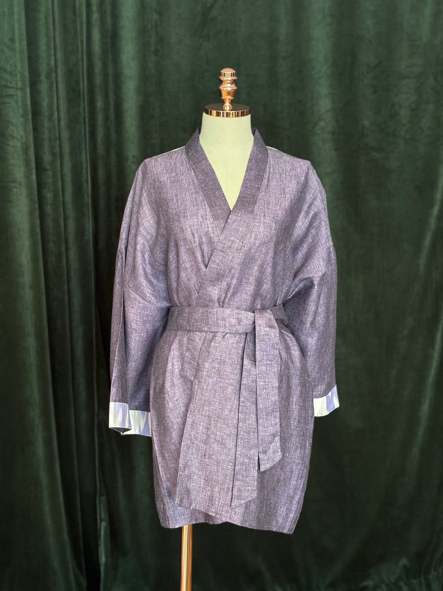 Kimono IKAT USBEKI linho púrpura