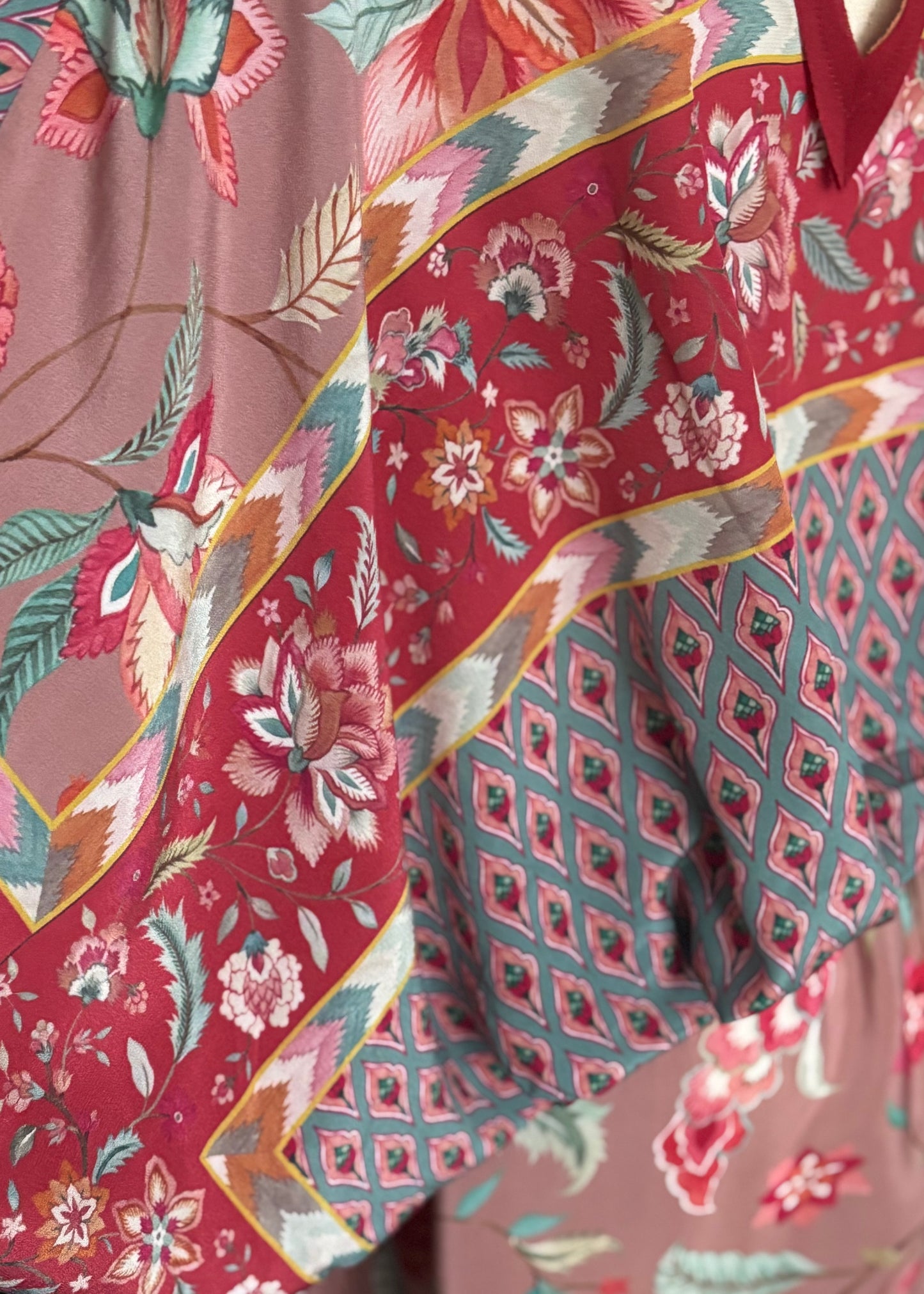 Vestido seda AMALFI floral rosé