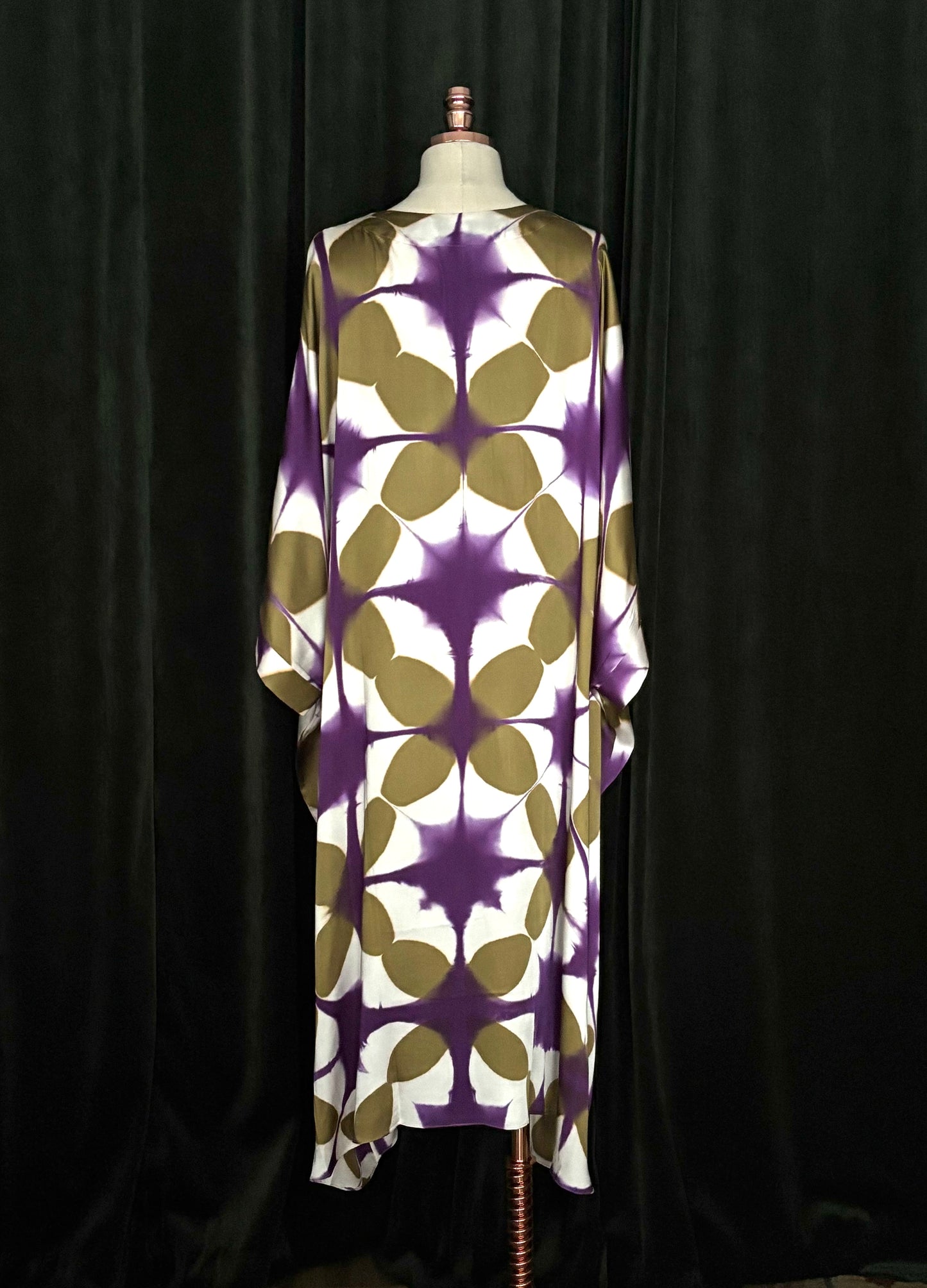 SHIBORI Kaftan olive/roxo