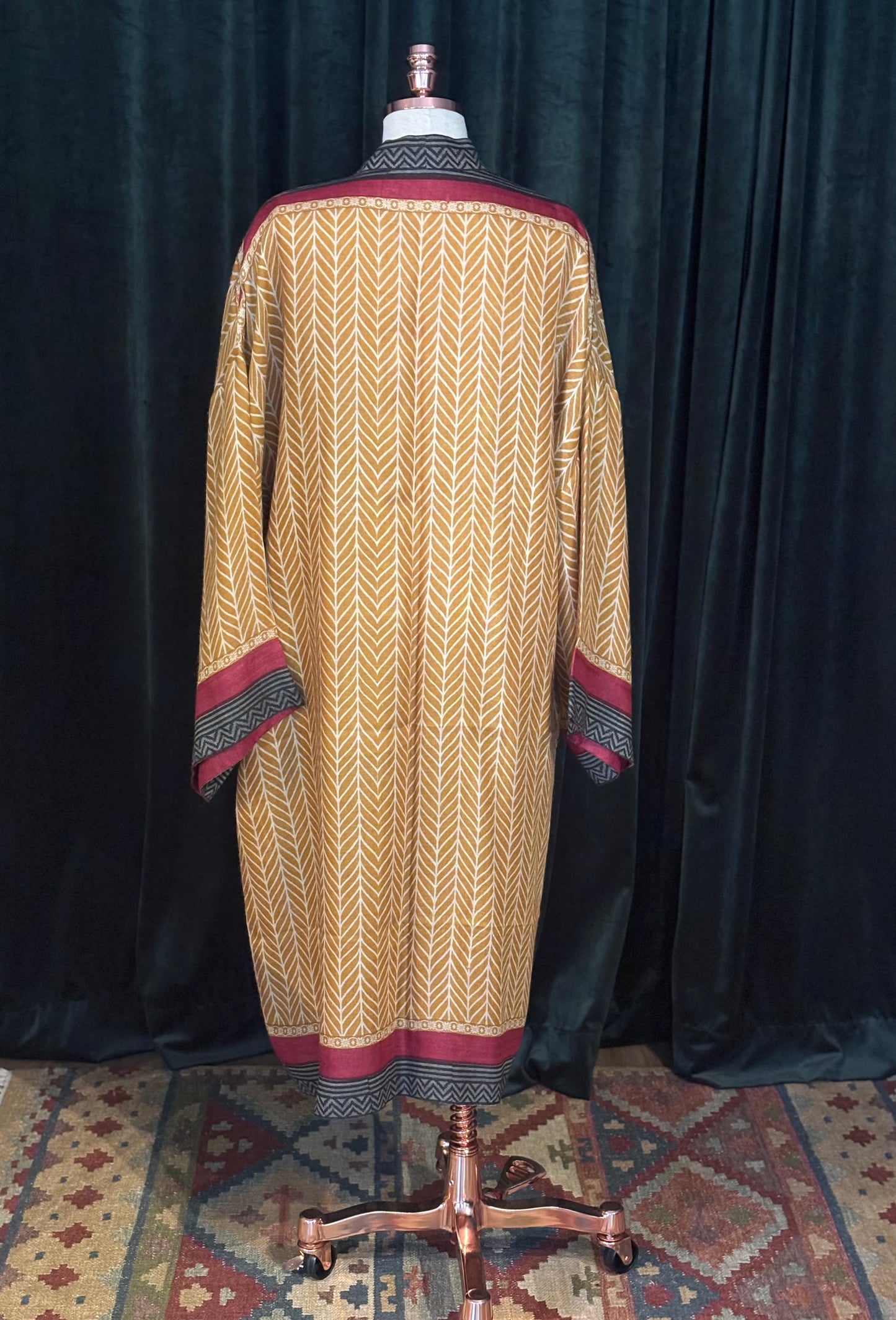 Kimono Seda Tussar mostarda