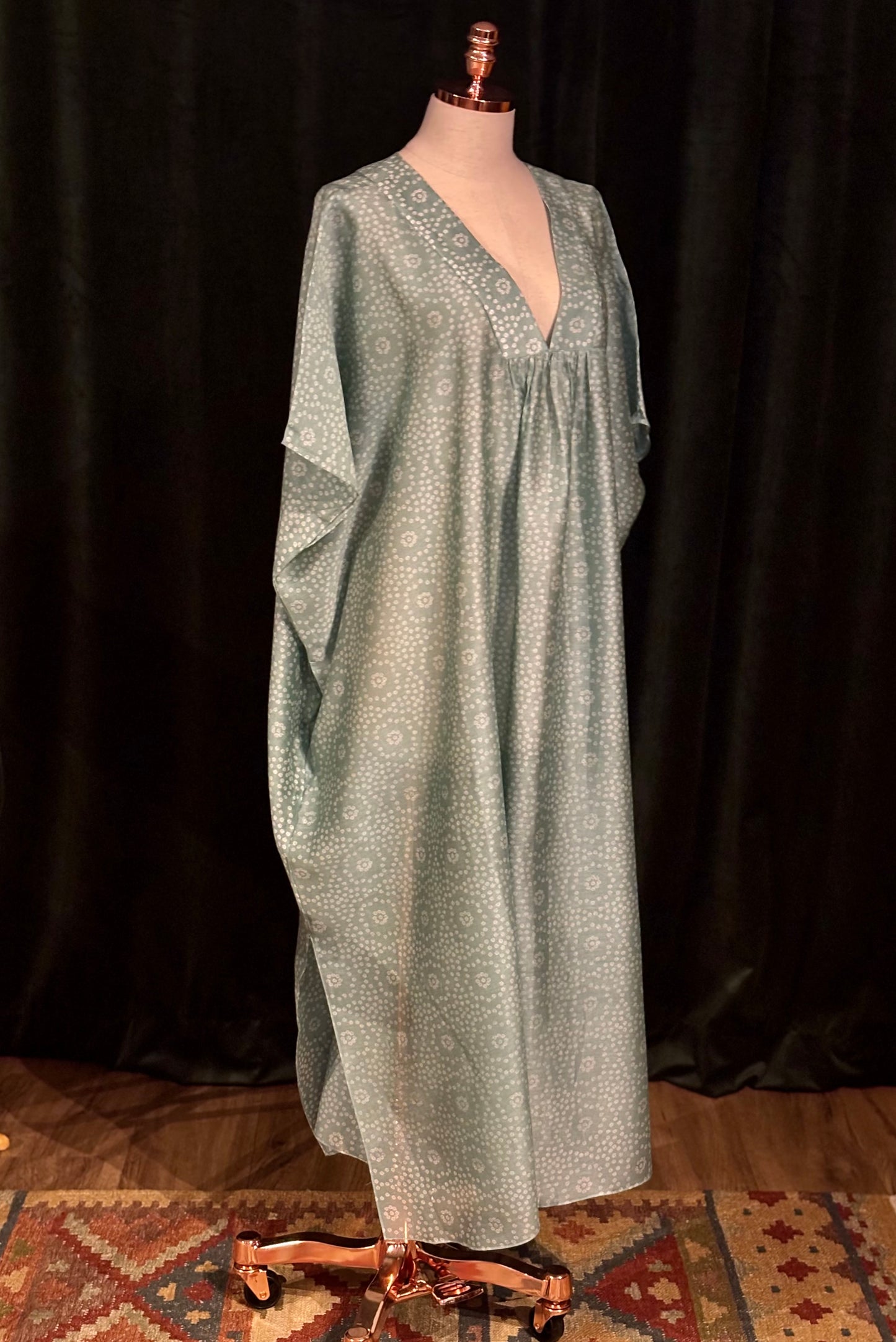 Kaftan MALABAR CHANDERI verde água