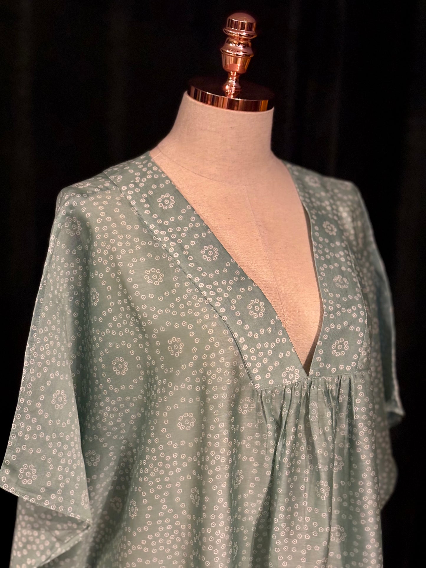 Kaftan MALABAR CHANDERI verde água