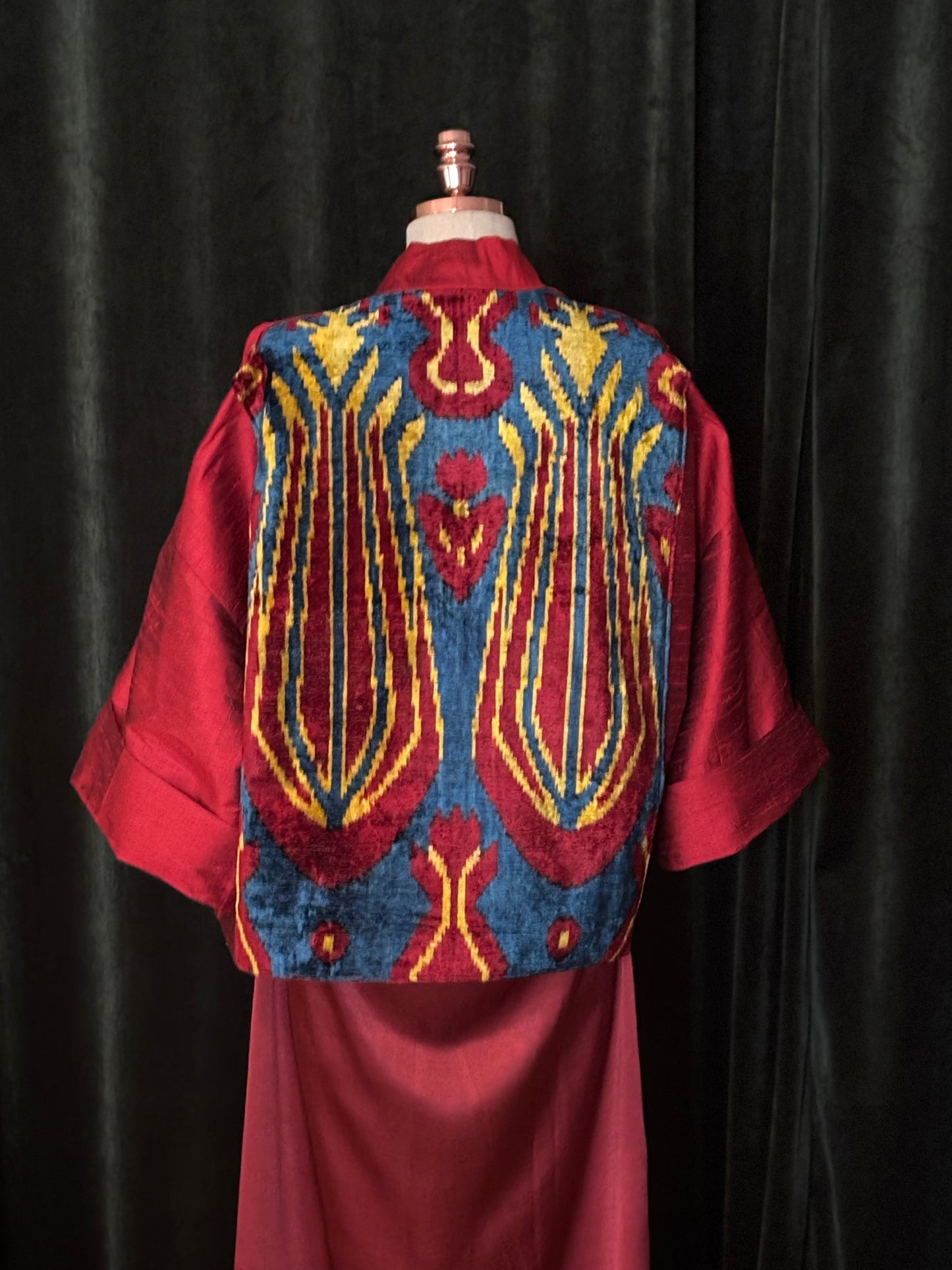 Kimono USBEKI silk & velvet carmim
