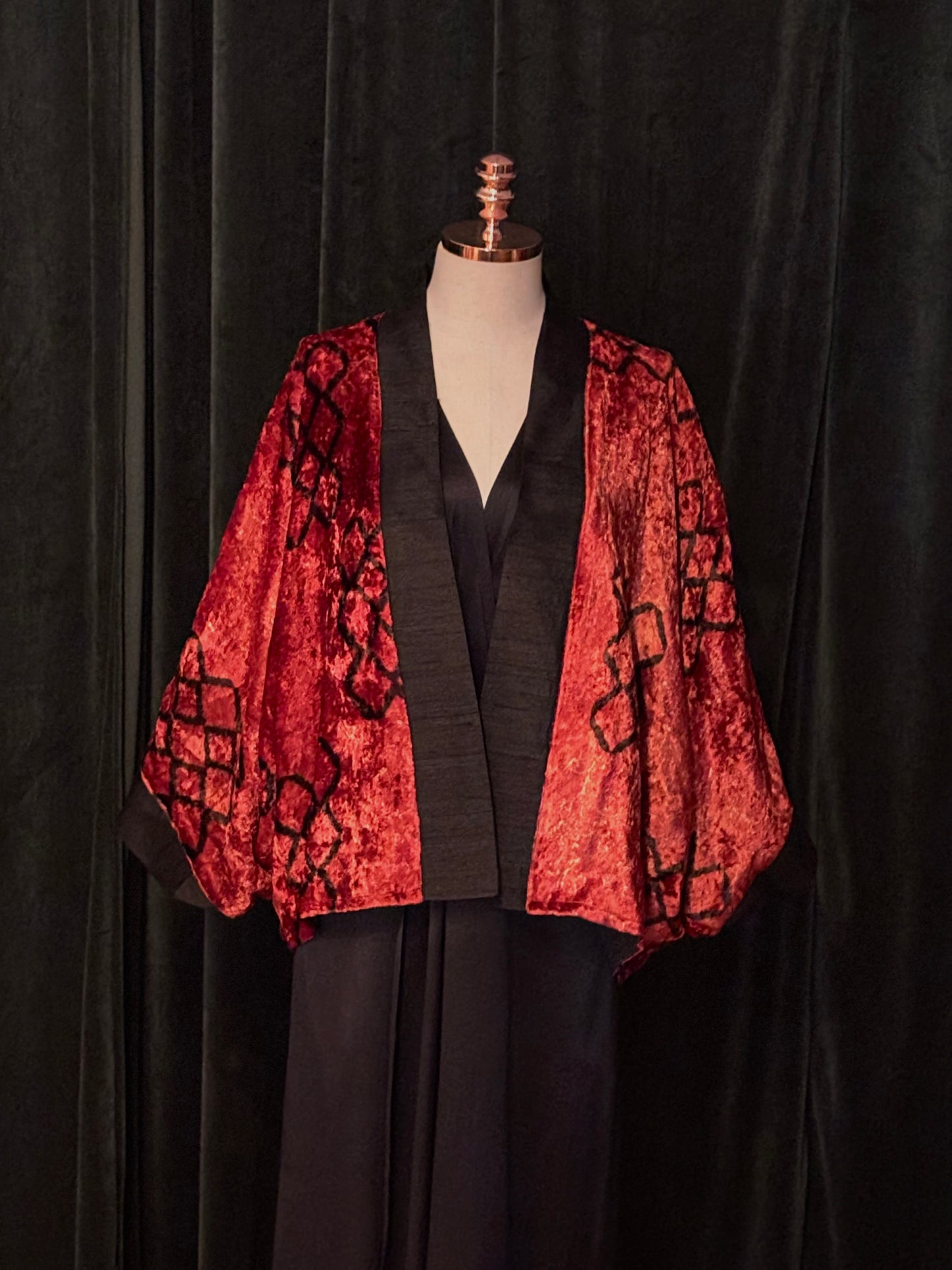 KIMONO FERGHANA veludo seda coral
