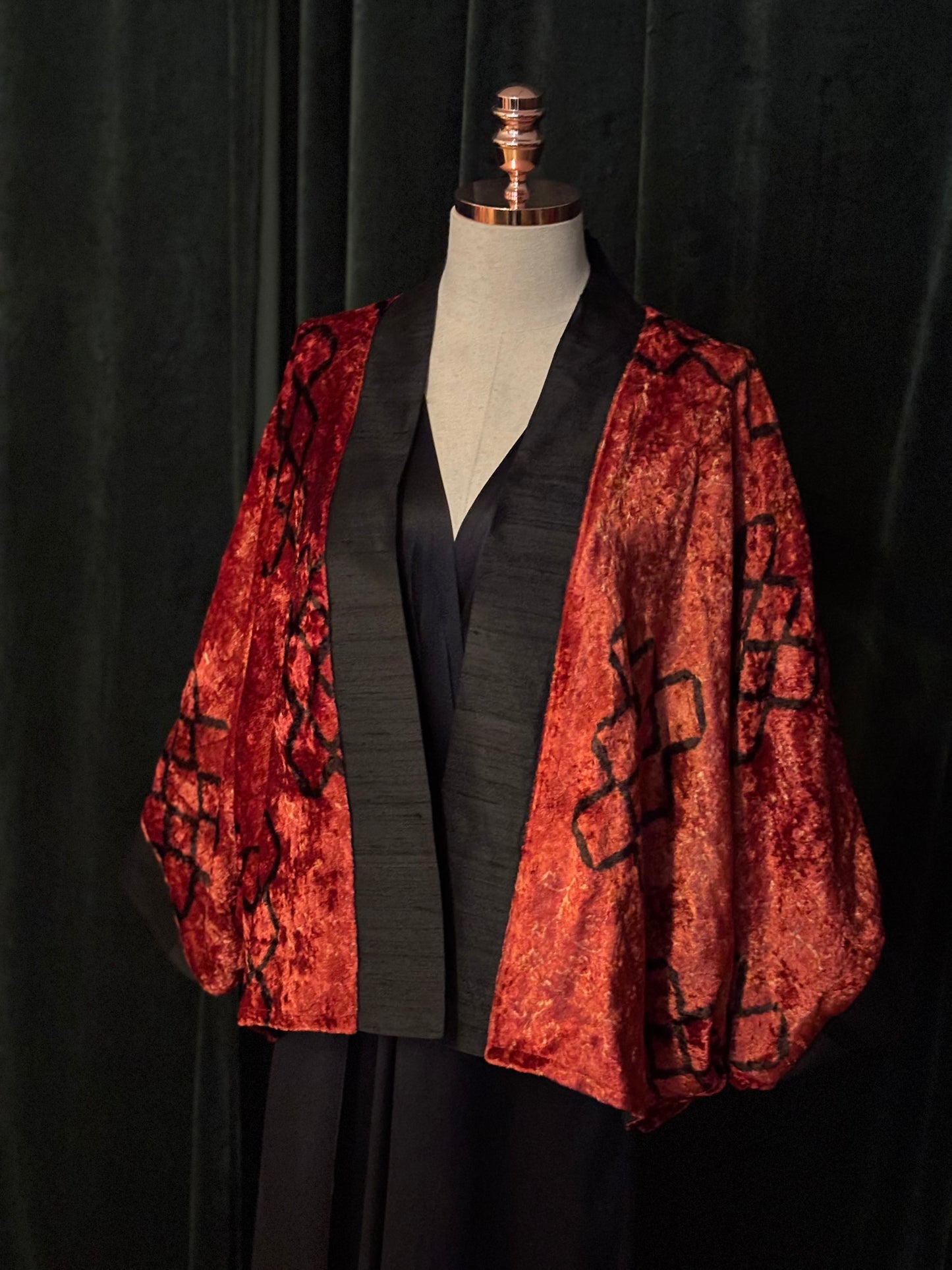 KIMONO FERGHANA veludo seda coral