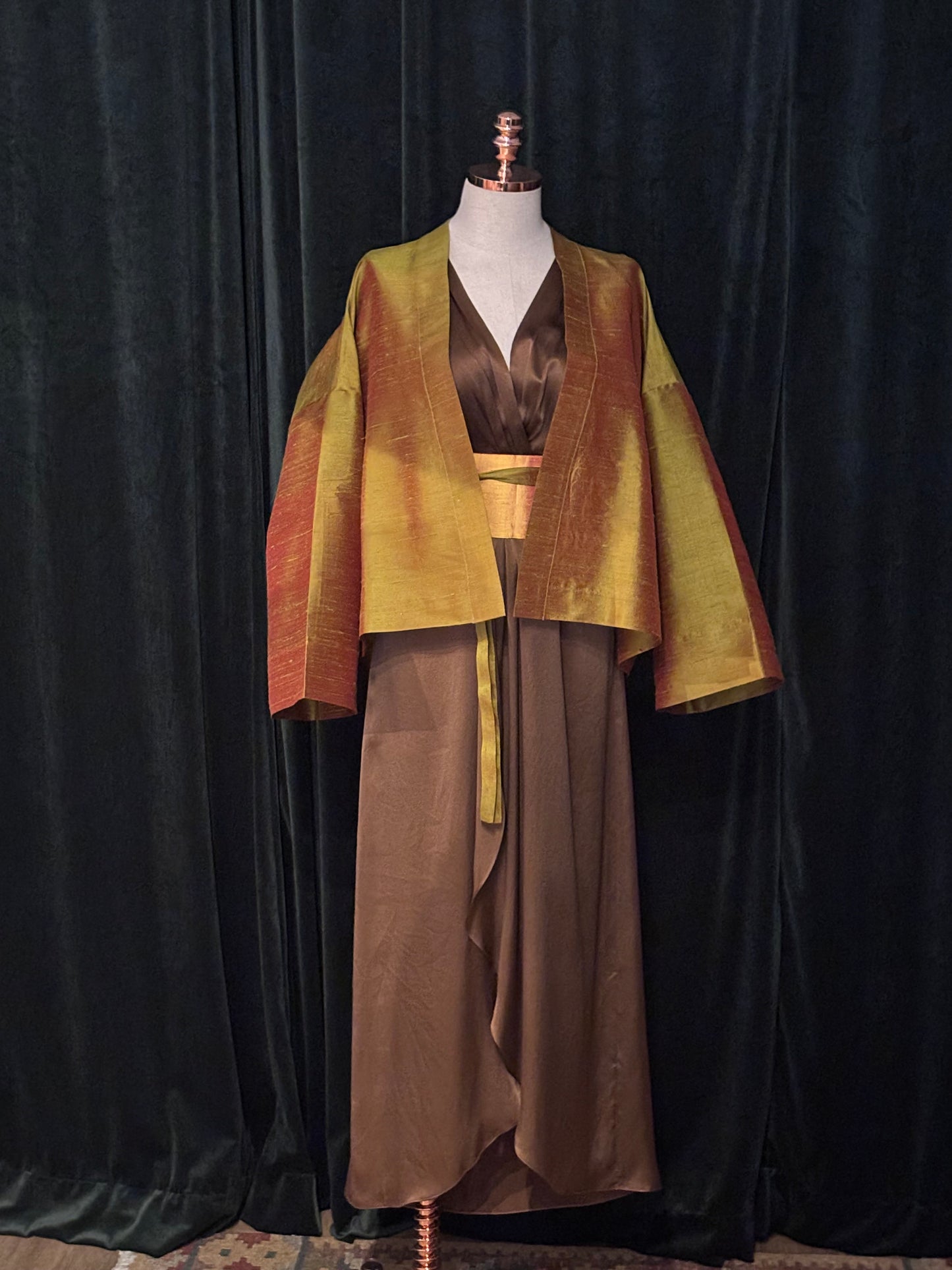 Kimono USBEKI silk & velvet mostarda