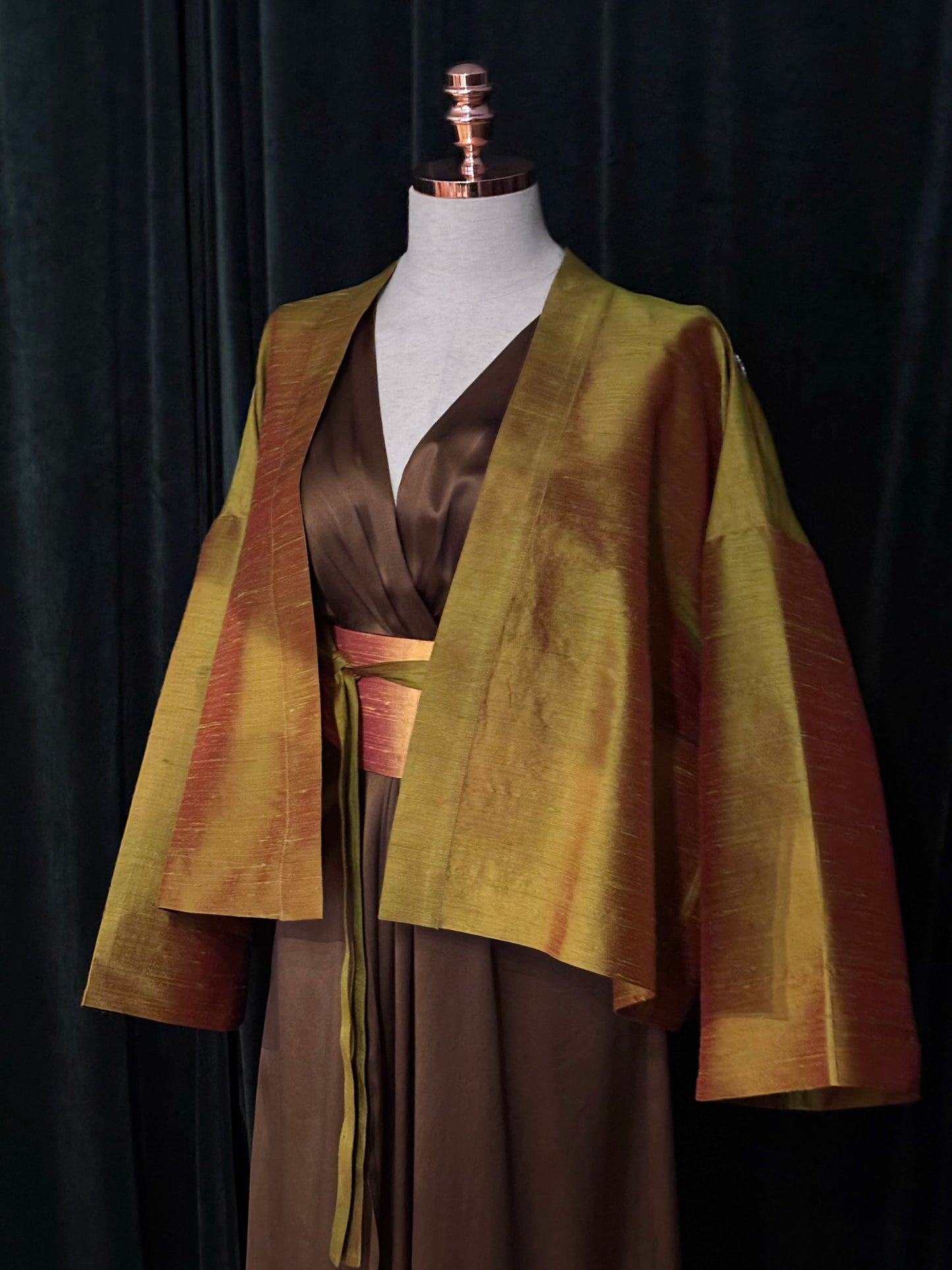 Kimono USBEKI silk & velvet mostarda