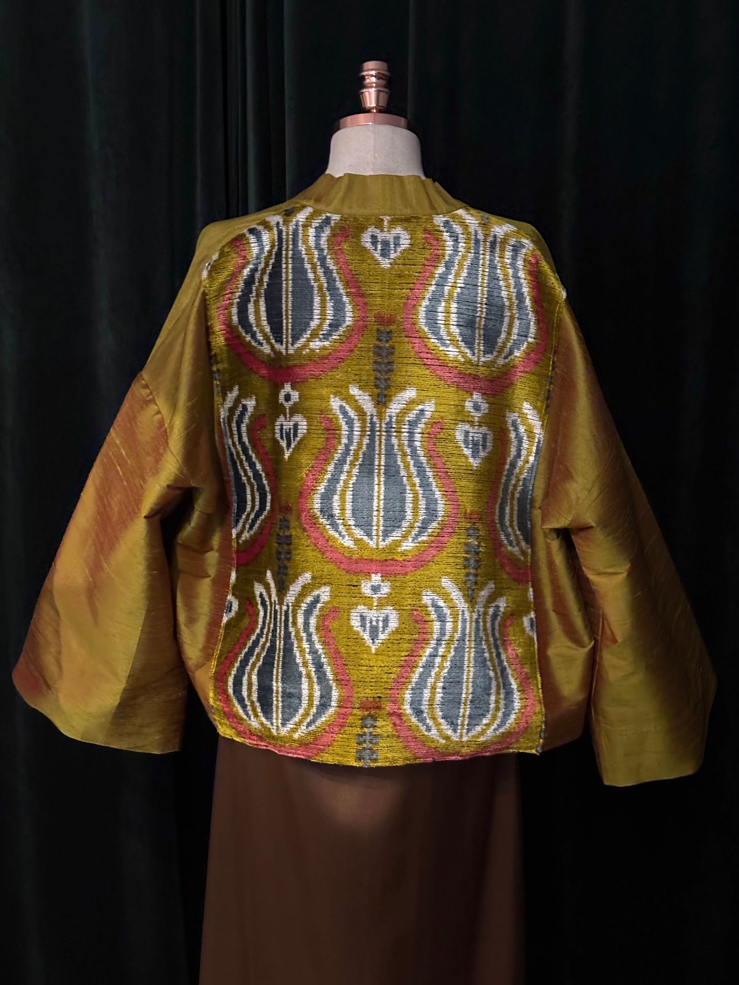 Kimono USBEKI silk & velvet mostarda
