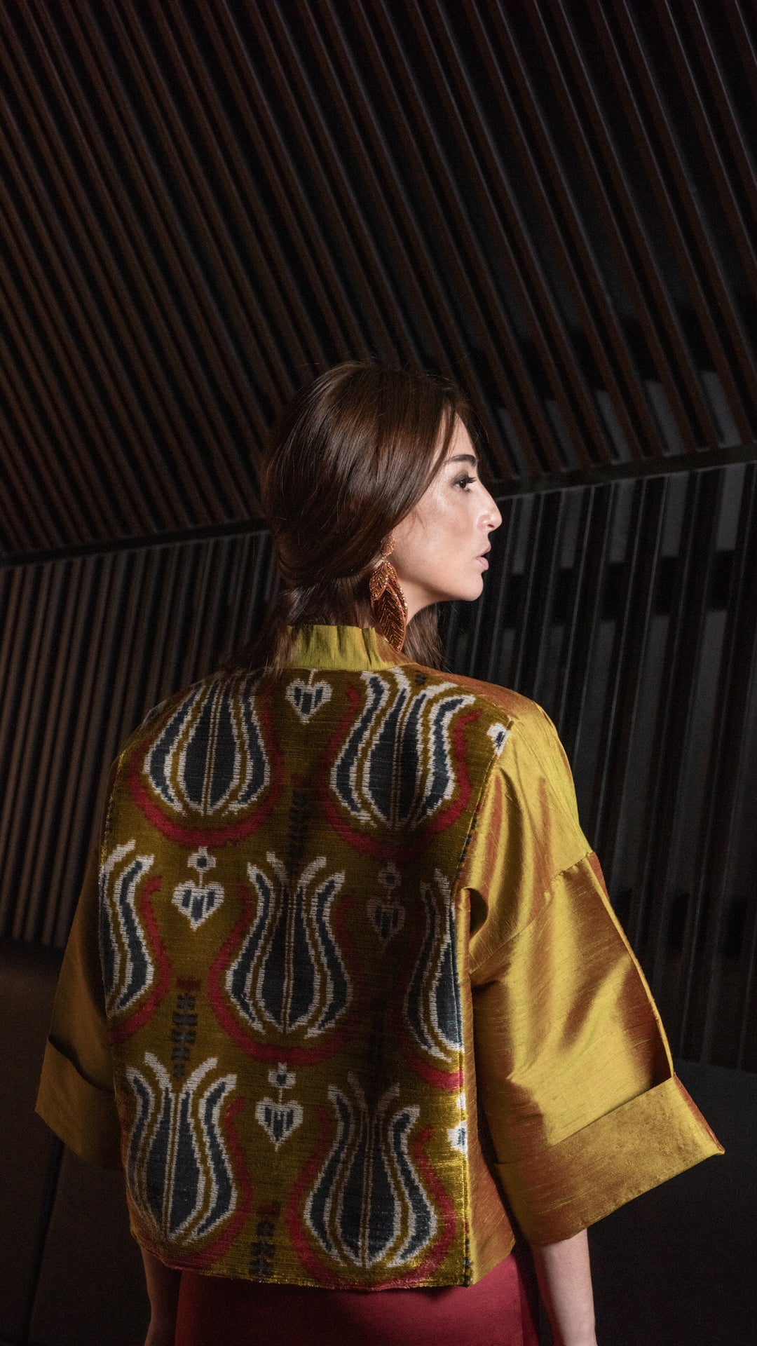 Kimono USBEKI silk & velvet mostarda