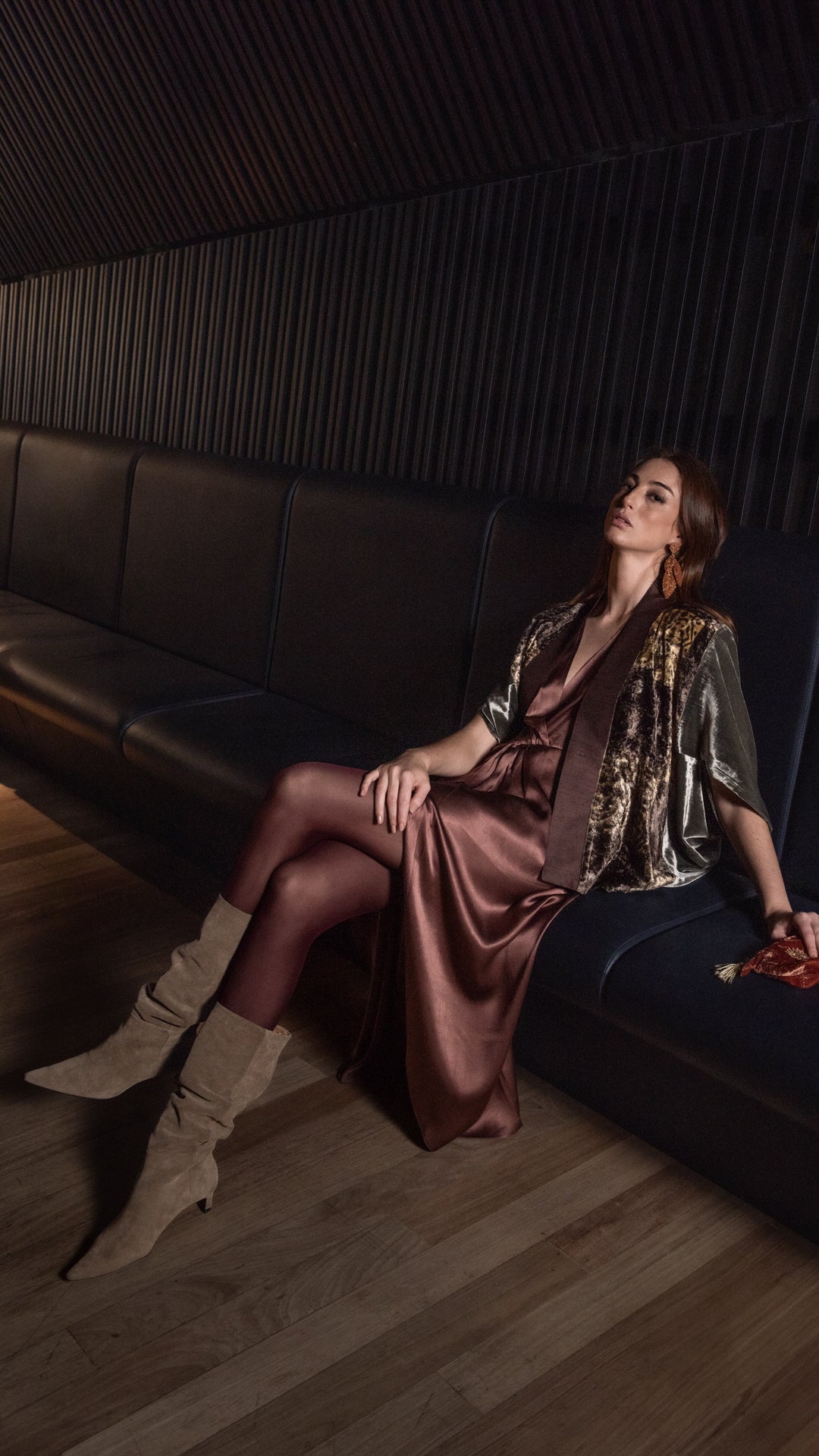 Vestido ATHENA seda mocca mousse