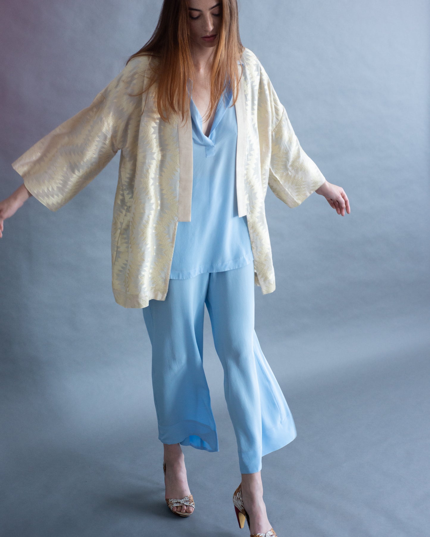 Kimono Jacquard GOLDEN mugha silk