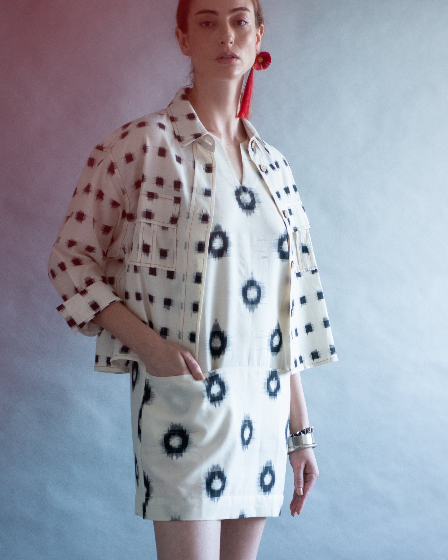 Vestido ISKIA ikat circles