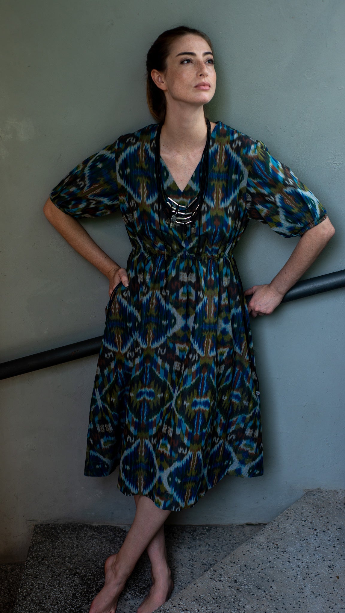 Vestido OSTUNI ikat blue