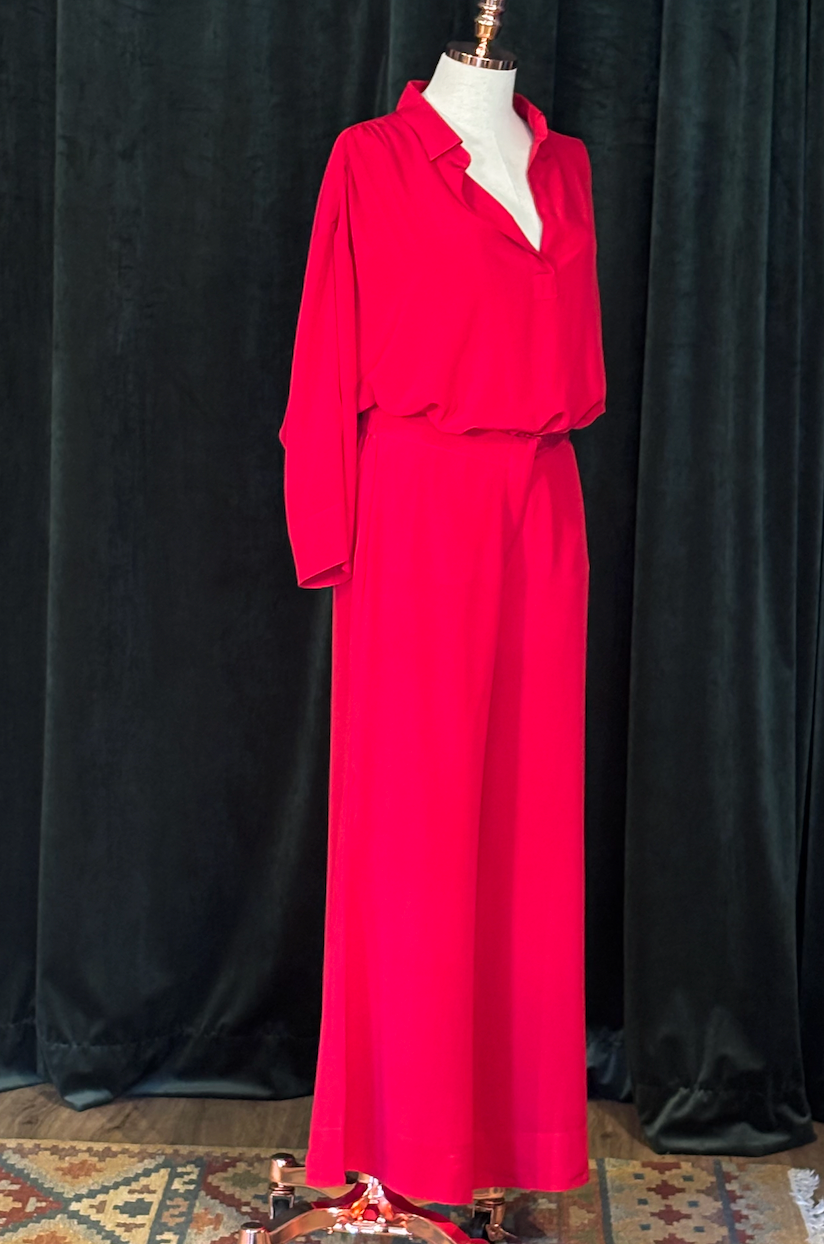 Calça PALLAZO seda vermelho