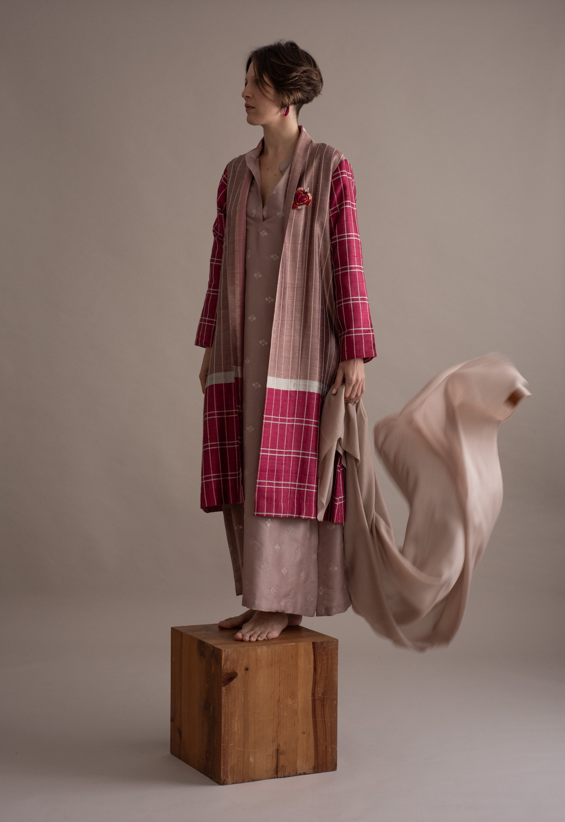 Overcoat TUSSAR marsala/Rosa antigo