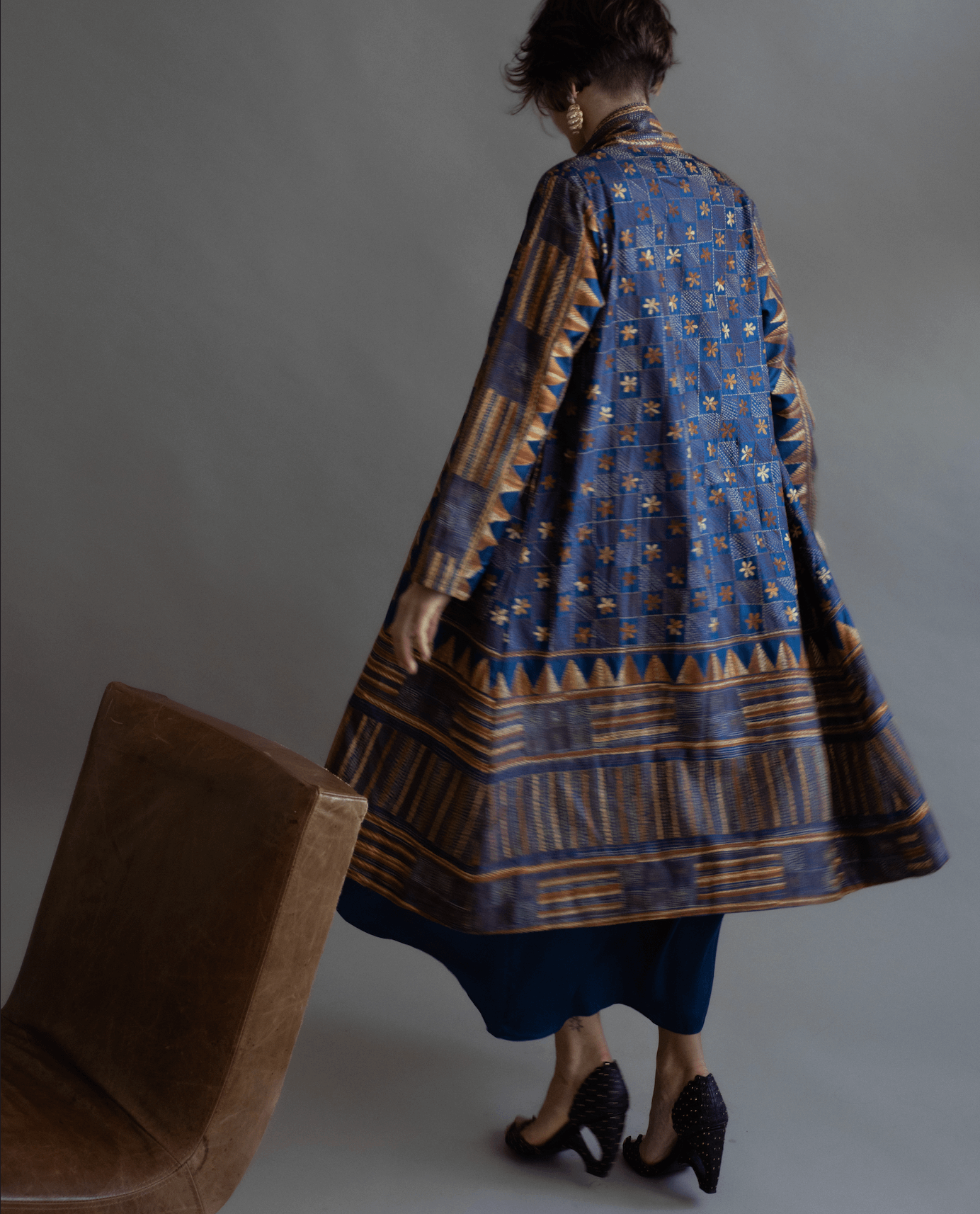 Overcoat KHANTA Seda Bordada navy & ocre