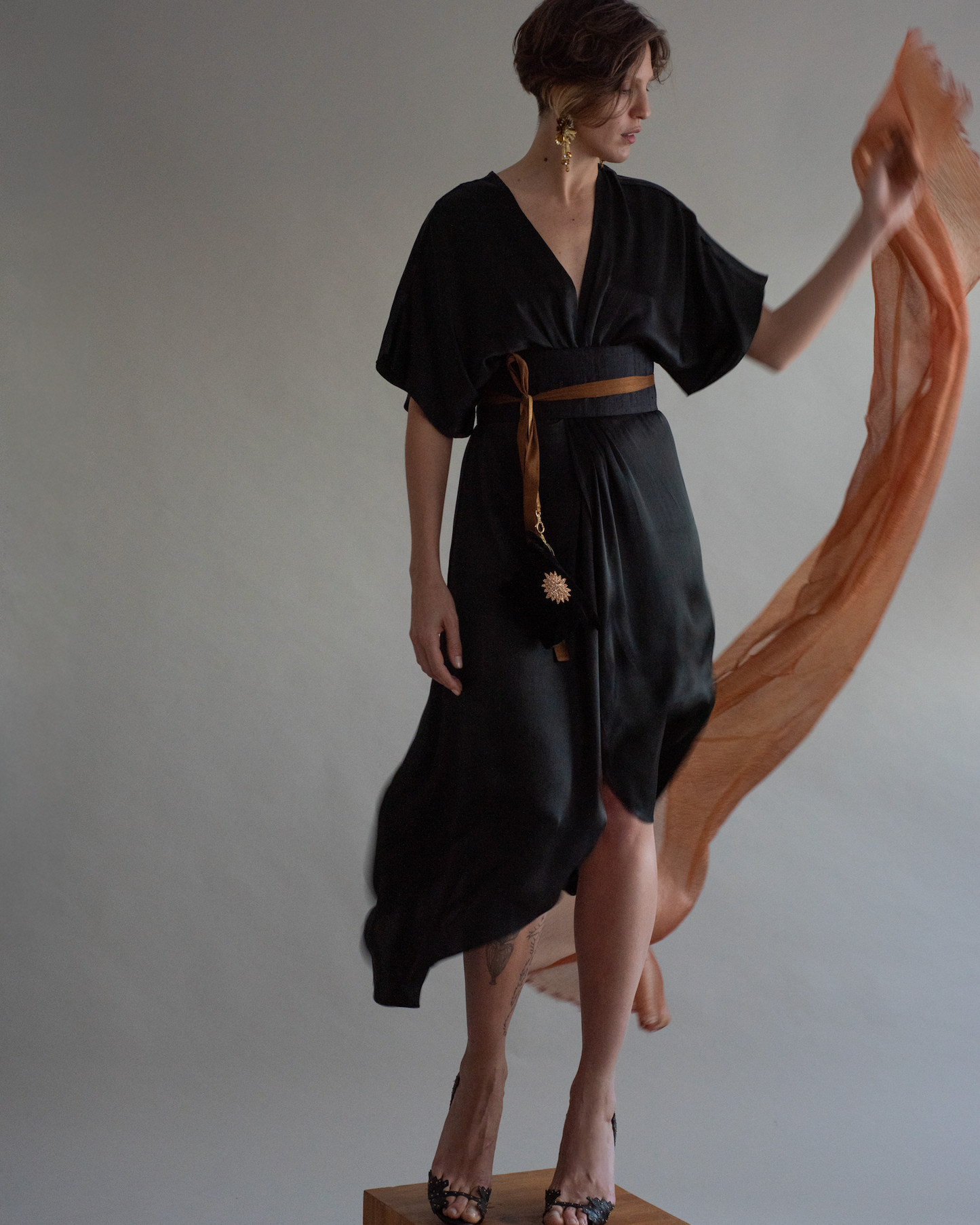 Vestido ATHENA seda pura preto