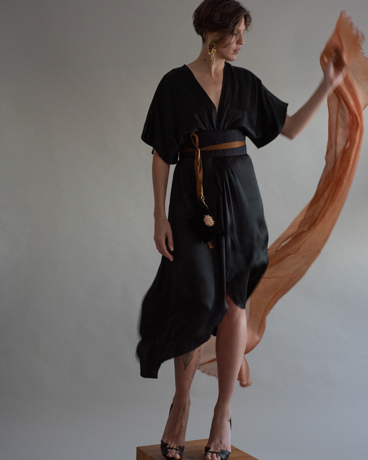 Vestido ATHENA seda pura preto