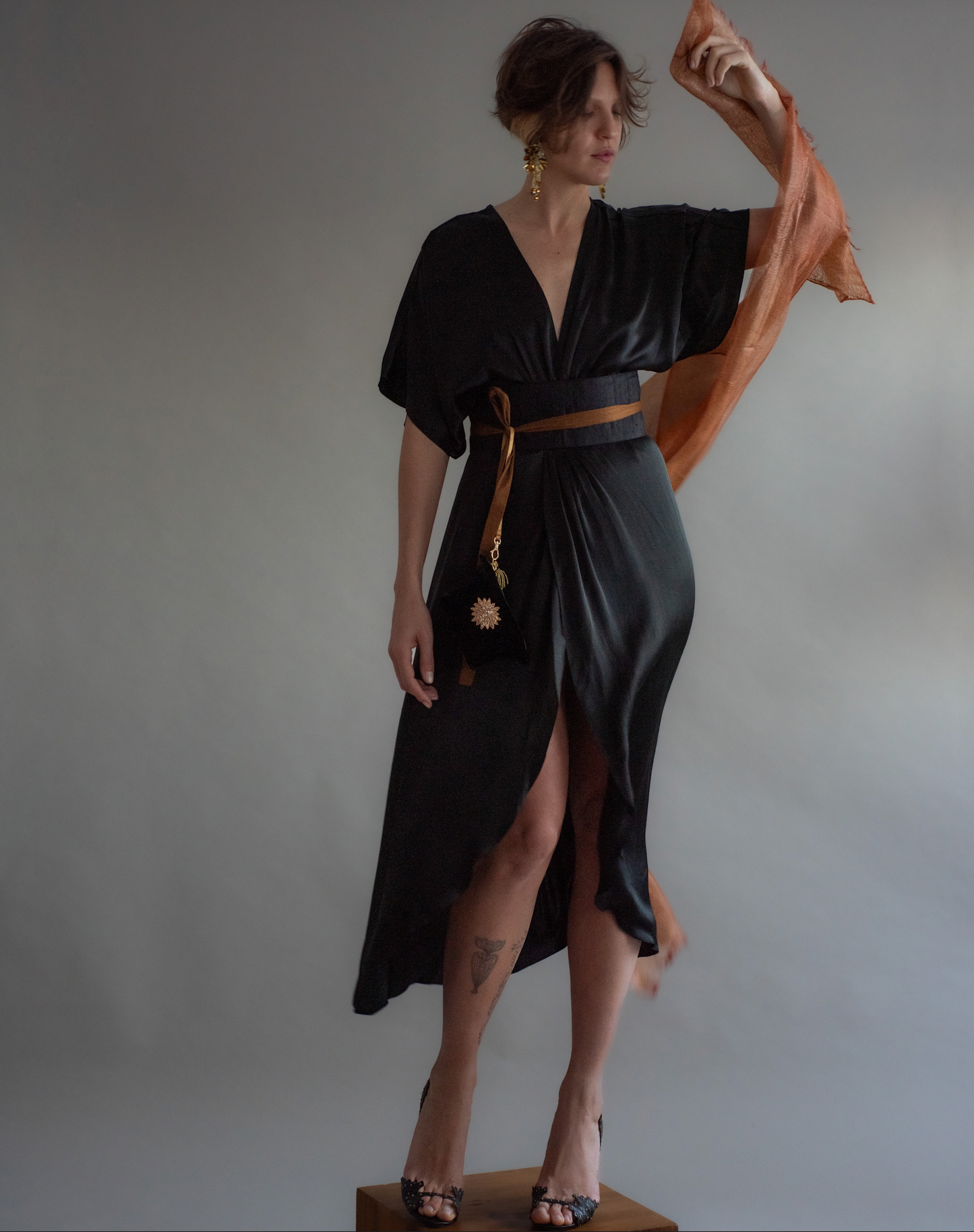 Vestido ATHENA seda pura preto