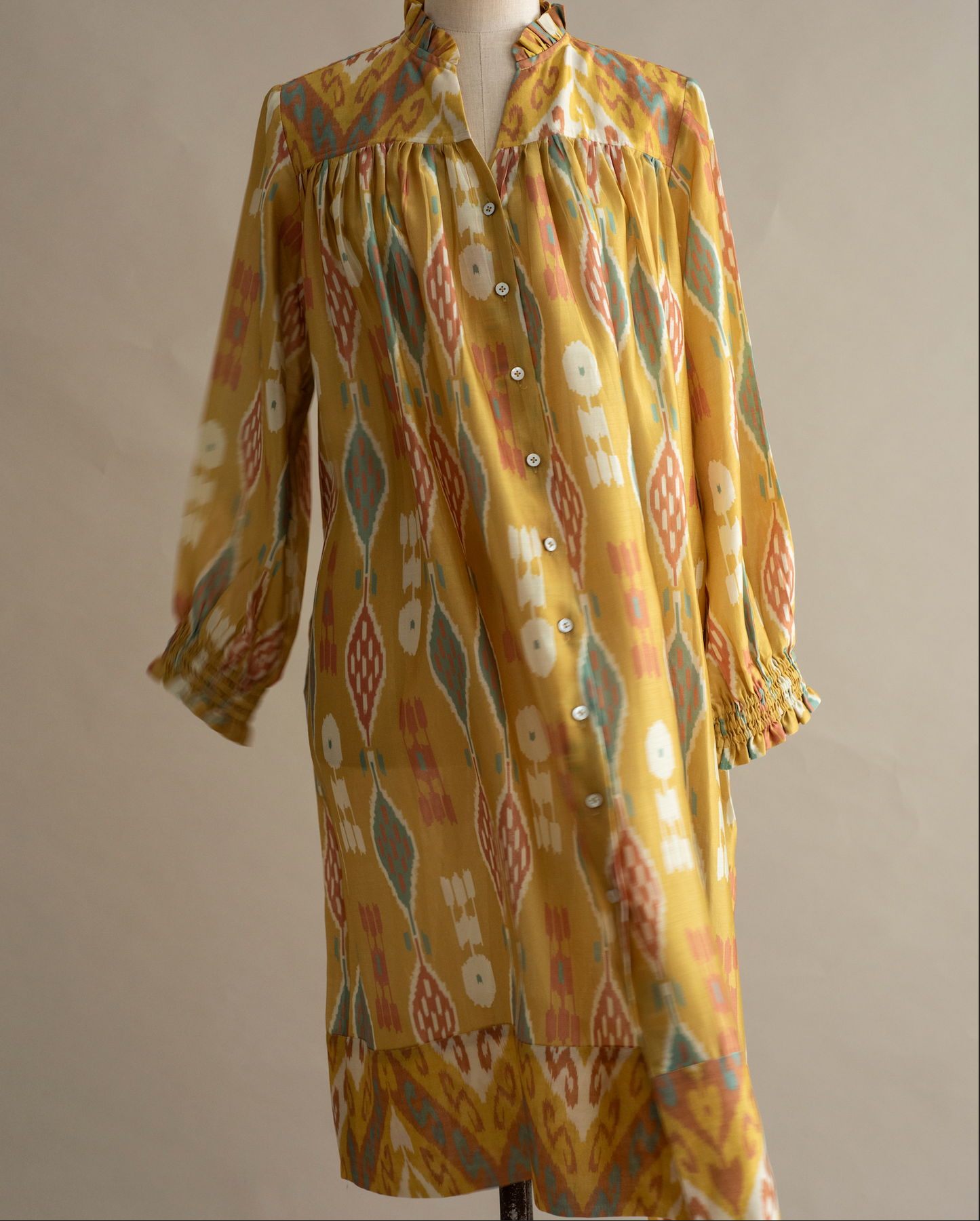 BENARAS Chanderi Silk mustard dress