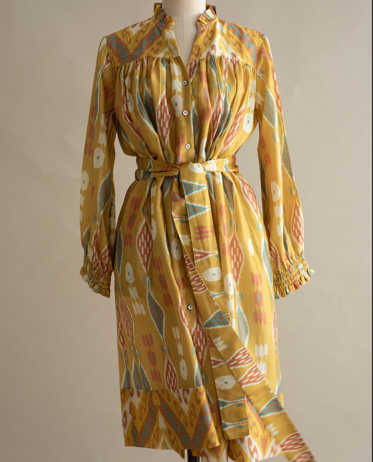 BENARAS Chanderi Silk mustard dress