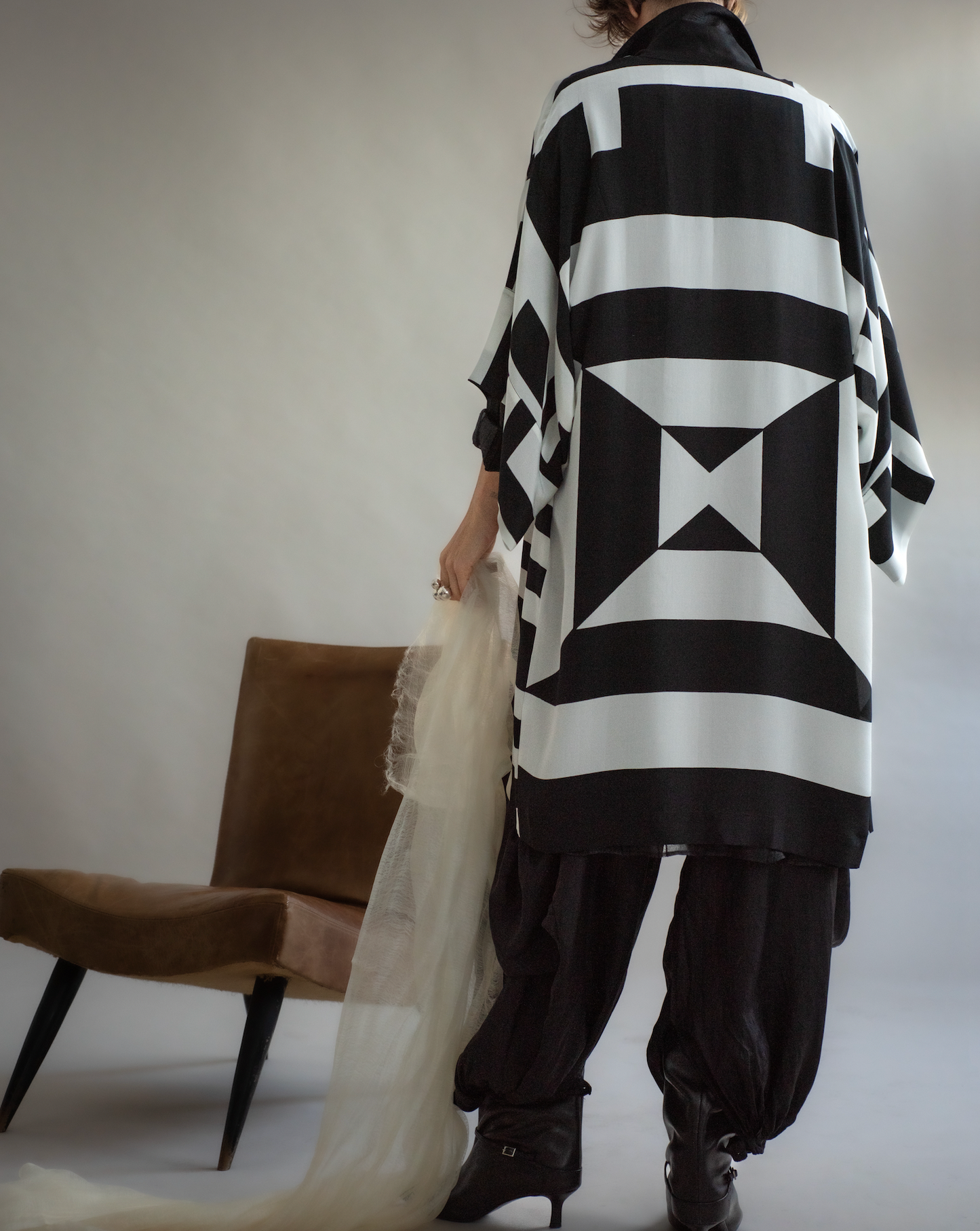 Kimono seda pura GEOMÈTRICO