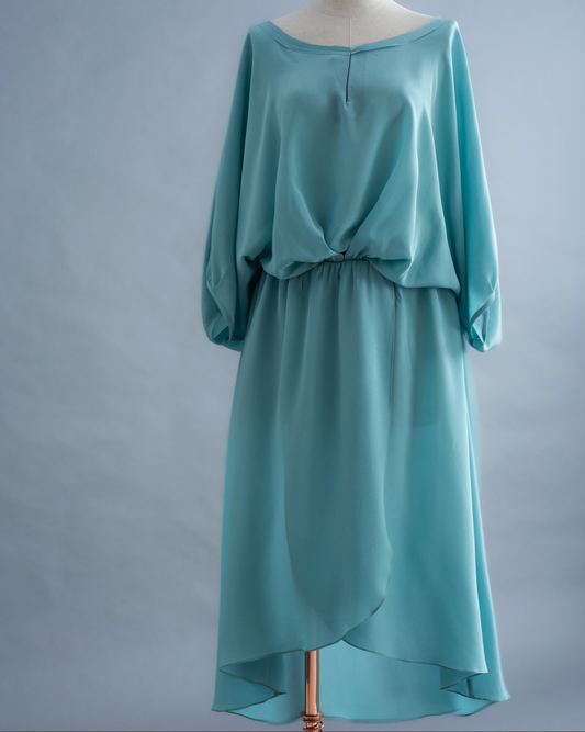 Vestido AMALFI seda pura azul