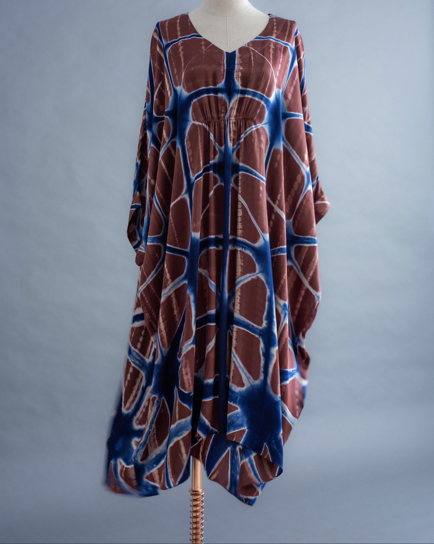SHIBORI Kaftan marron/azul