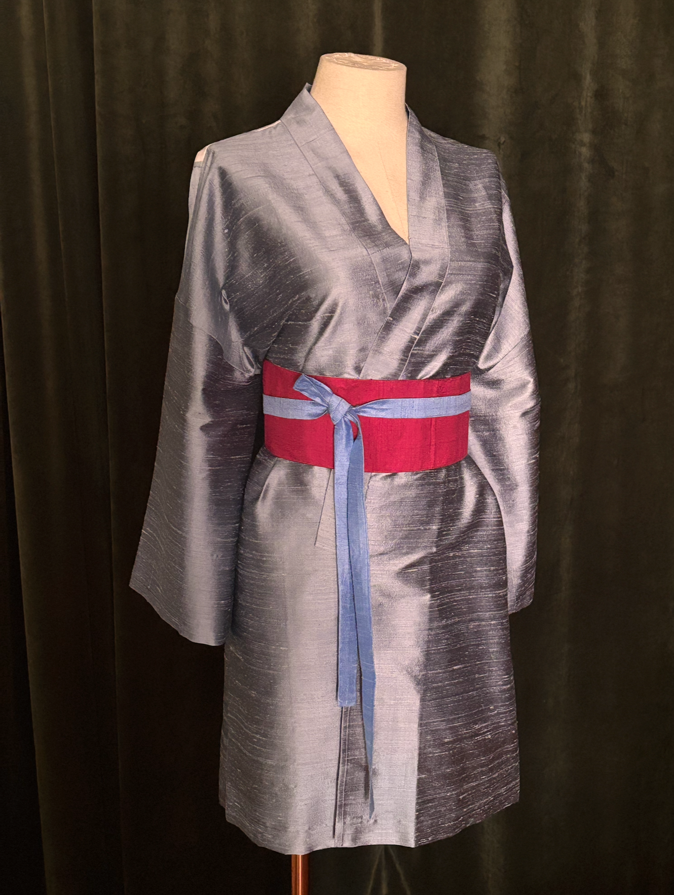 Kimono USBEKI IKAT seda azul chambray