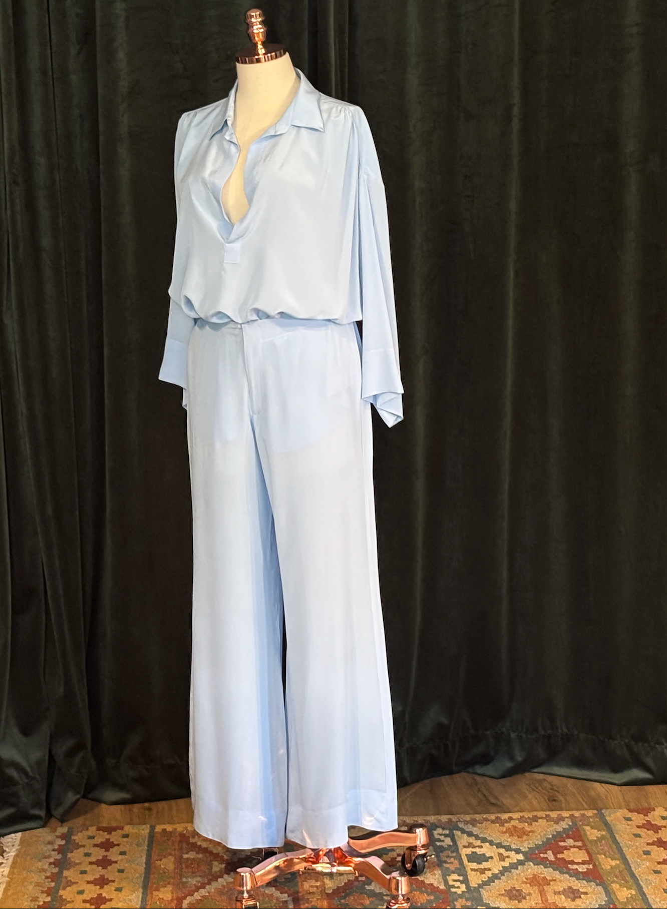 Calça PALAZZO azul chambray