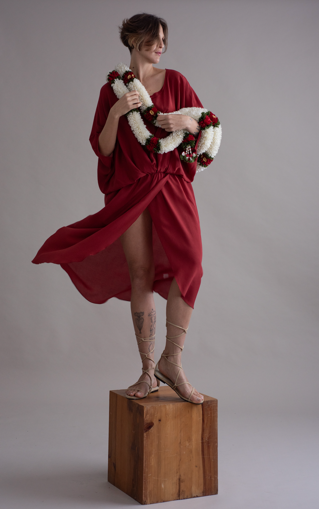 Vestido seda AMALFI marsala